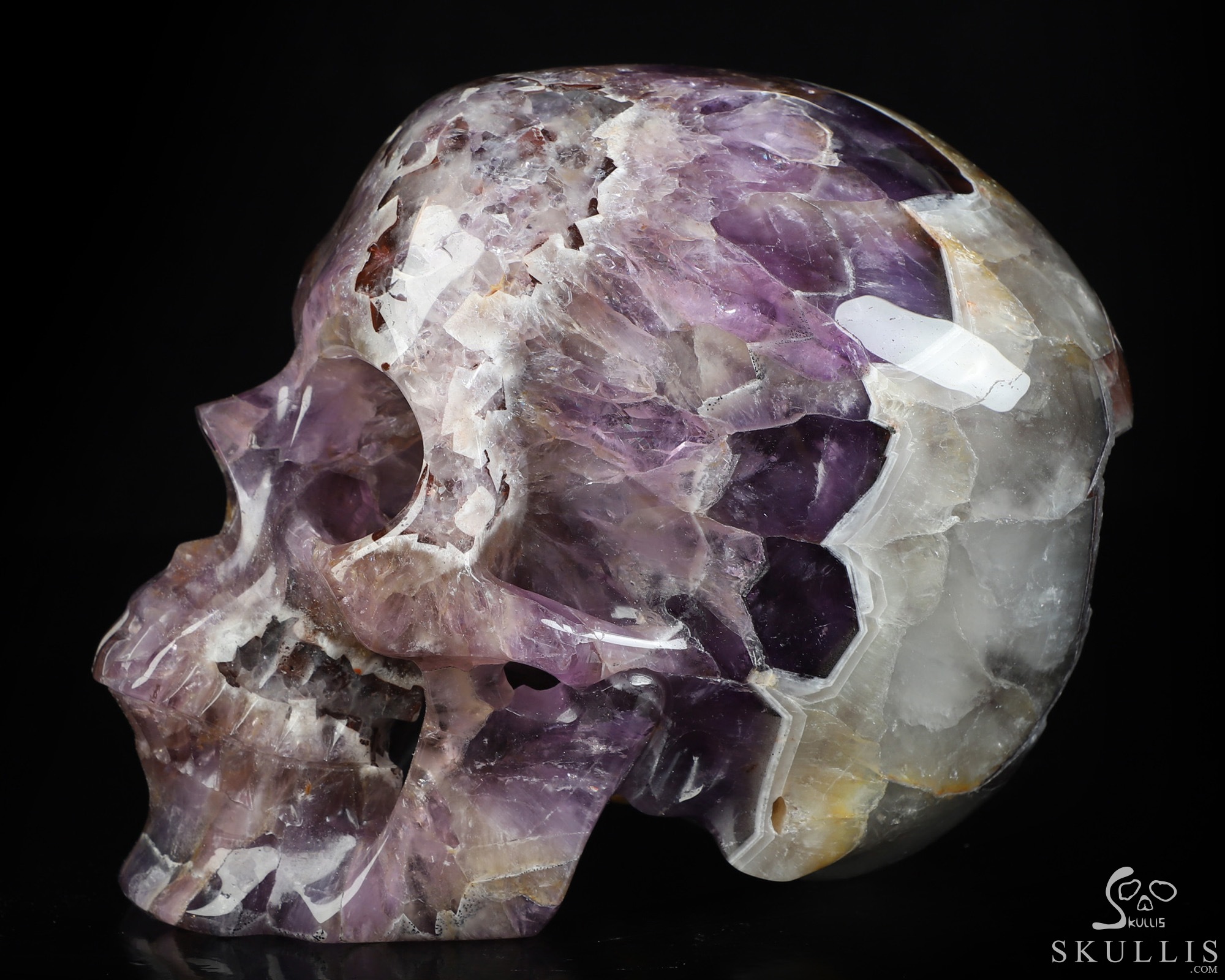 Lifesized 6.7" Dream Chevron Amethyst Hand Carved Crystal Skull, Super Realistic, Crystal Healing Lifesized 6.7" Dream Chevron Amethyst Hand Carved Crystal Skull, Super Realistic, Crystal Healing