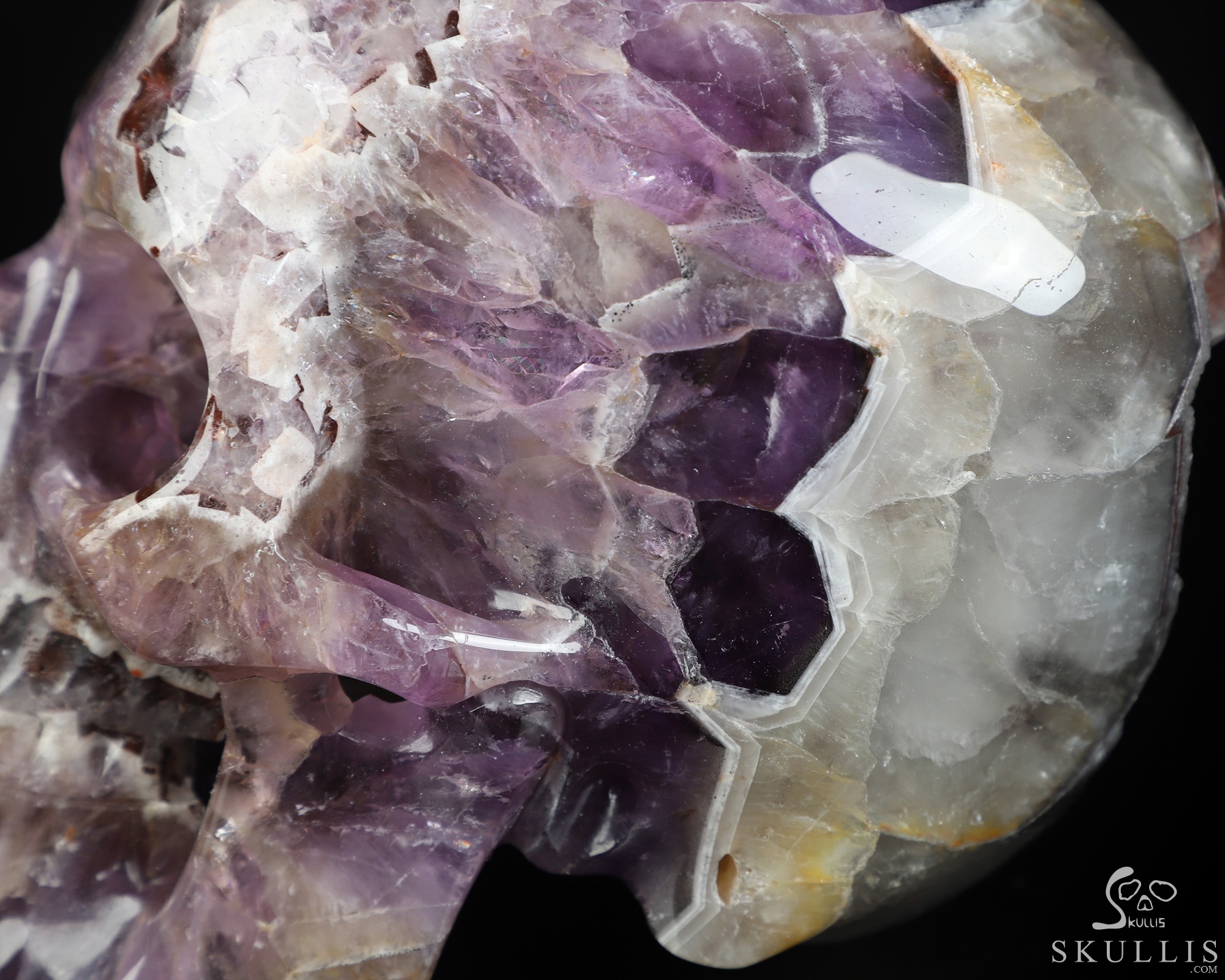 Lifesized 6.7" Dream Chevron Amethyst Hand Carved Crystal Skull, Super Realistic, Crystal Healing Lifesized 6.7" Dream Chevron Amethyst Hand Carved Crystal Skull, Super Realistic, Crystal Healing
