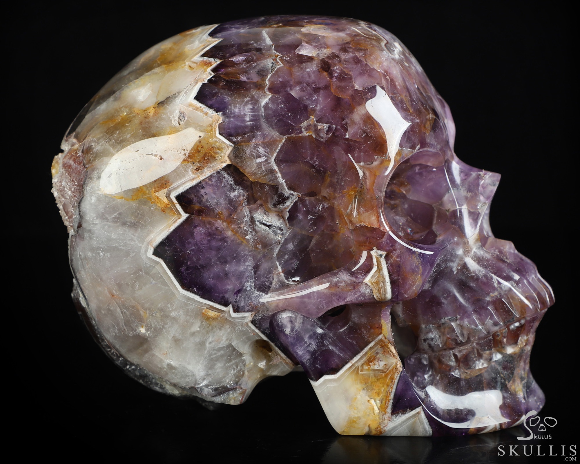 Lifesized 6.7" Dream Chevron Amethyst Hand Carved Crystal Skull, Super Realistic, Crystal Healing Lifesized 6.7" Dream Chevron Amethyst Hand Carved Crystal Skull, Super Realistic, Crystal Healing
