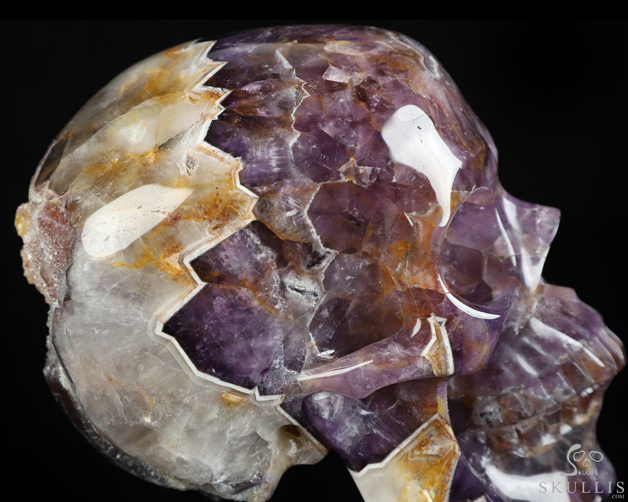 Lifesized 6.7" Dream Chevron Amethyst Hand Carved Crystal Skull, Super Realistic, Crystal Healing Lifesized 6.7" Dream Chevron Amethyst Hand Carved Crystal Skull, Super Realistic, Crystal Healing