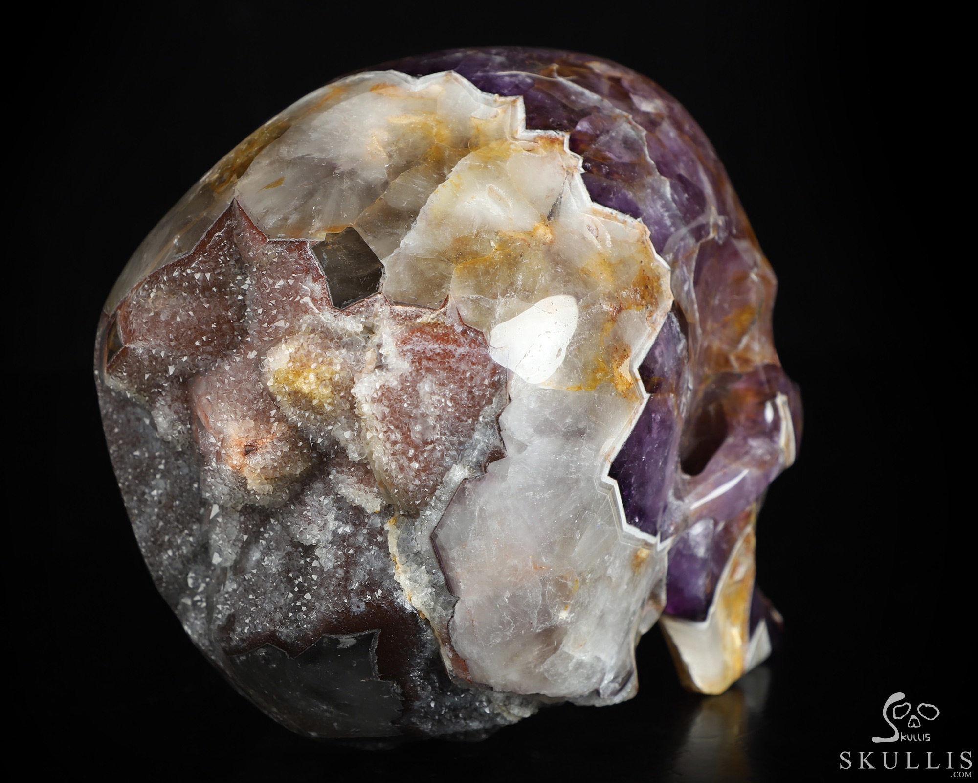 Lifesized 6.7" Dream Chevron Amethyst Hand Carved Crystal Skull, Super Realistic, Crystal Healing Lifesized 6.7" Dream Chevron Amethyst Hand Carved Crystal Skull, Super Realistic, Crystal Healing