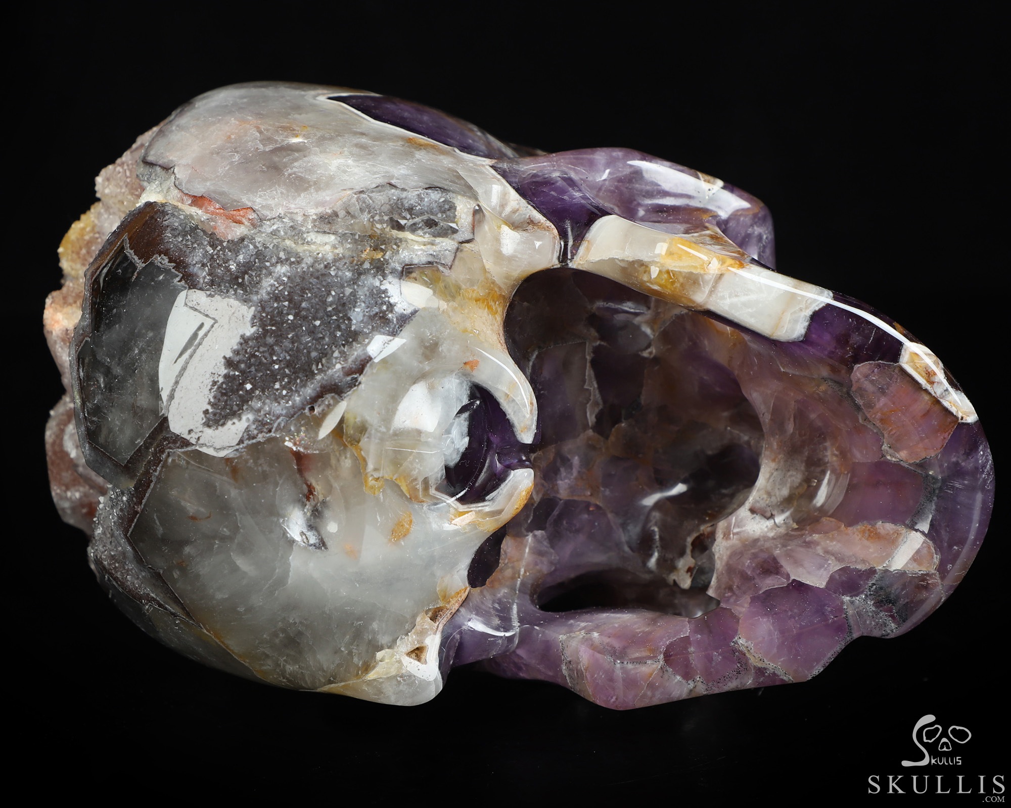 Lifesized 6.7" Dream Chevron Amethyst Hand Carved Crystal Skull, Super Realistic, Crystal Healing Lifesized 6.7" Dream Chevron Amethyst Hand Carved Crystal Skull, Super Realistic, Crystal Healing