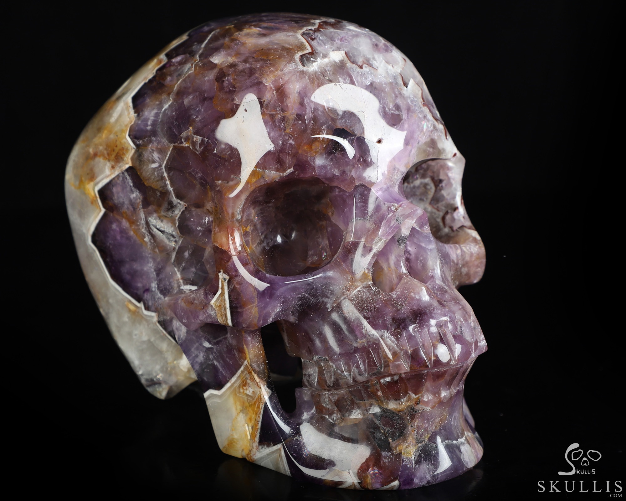 Lifesized 6.7" Dream Chevron Amethyst Hand Carved Crystal Skull, Super Realistic, Crystal Healing Lifesized 6.7" Dream Chevron Amethyst Hand Carved Crystal Skull, Super Realistic, Crystal Healing