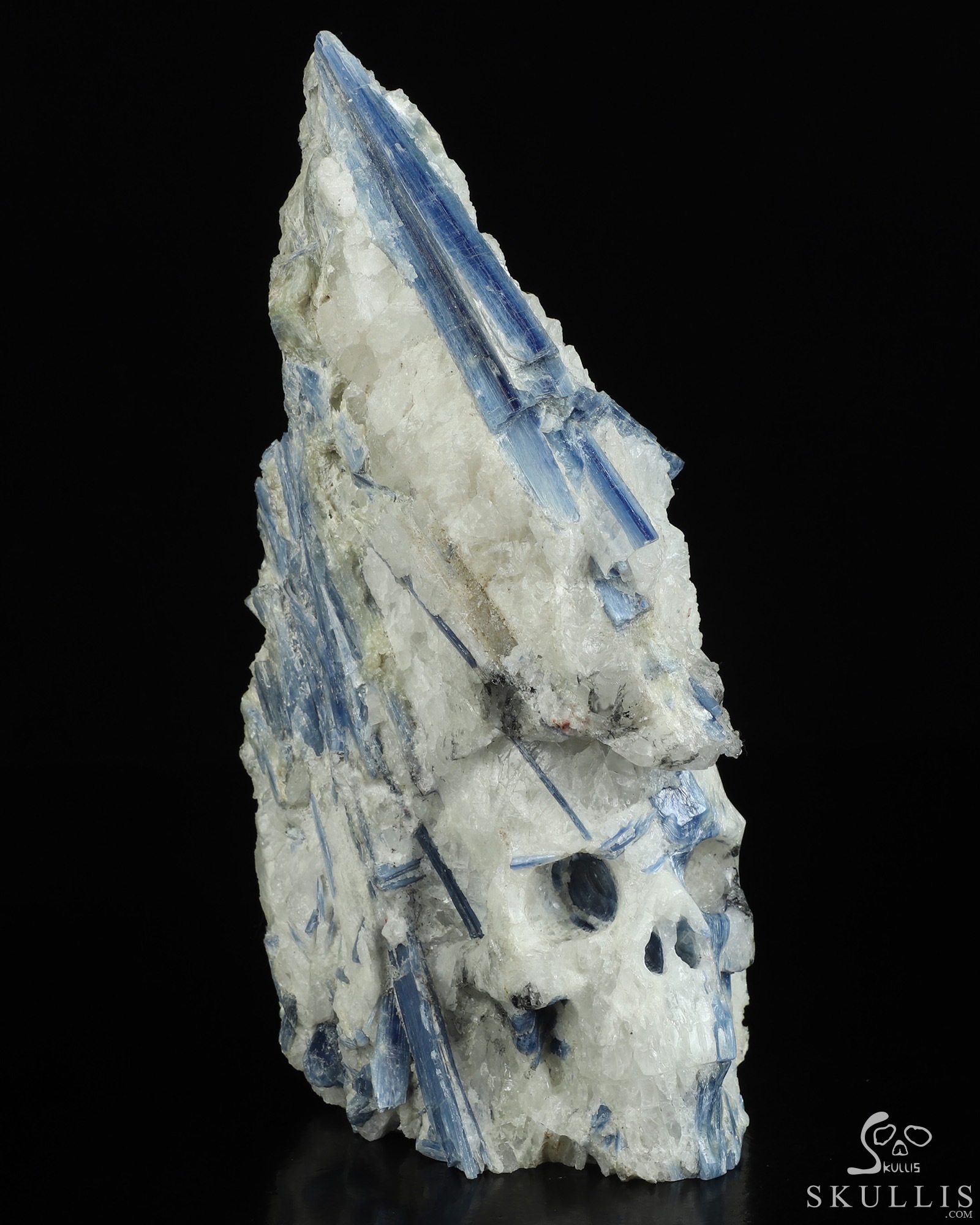 Gemstone 9.5" Kyanite Hand Carved Crystal Skull Fine Art Sculpture, Crystal Healing Gemstone 9.5" Kyanite Hand Carved Crystal Skull Fine Art Sculpture, Crystal Healing