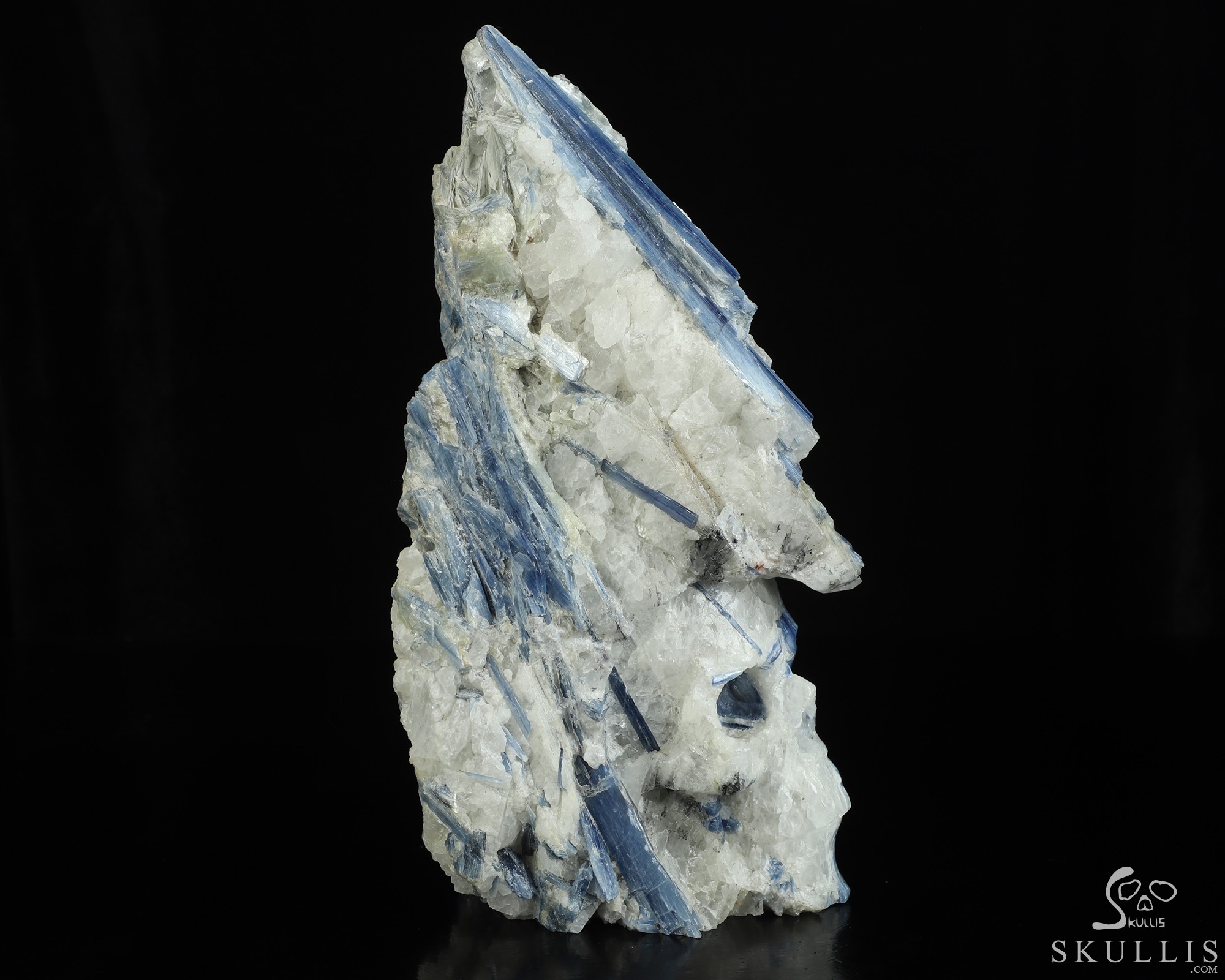 Gemstone 9.5" Kyanite Hand Carved Crystal Skull Fine Art Sculpture, Crystal Healing Gemstone 9.5" Kyanite Hand Carved Crystal Skull Fine Art Sculpture, Crystal Healing