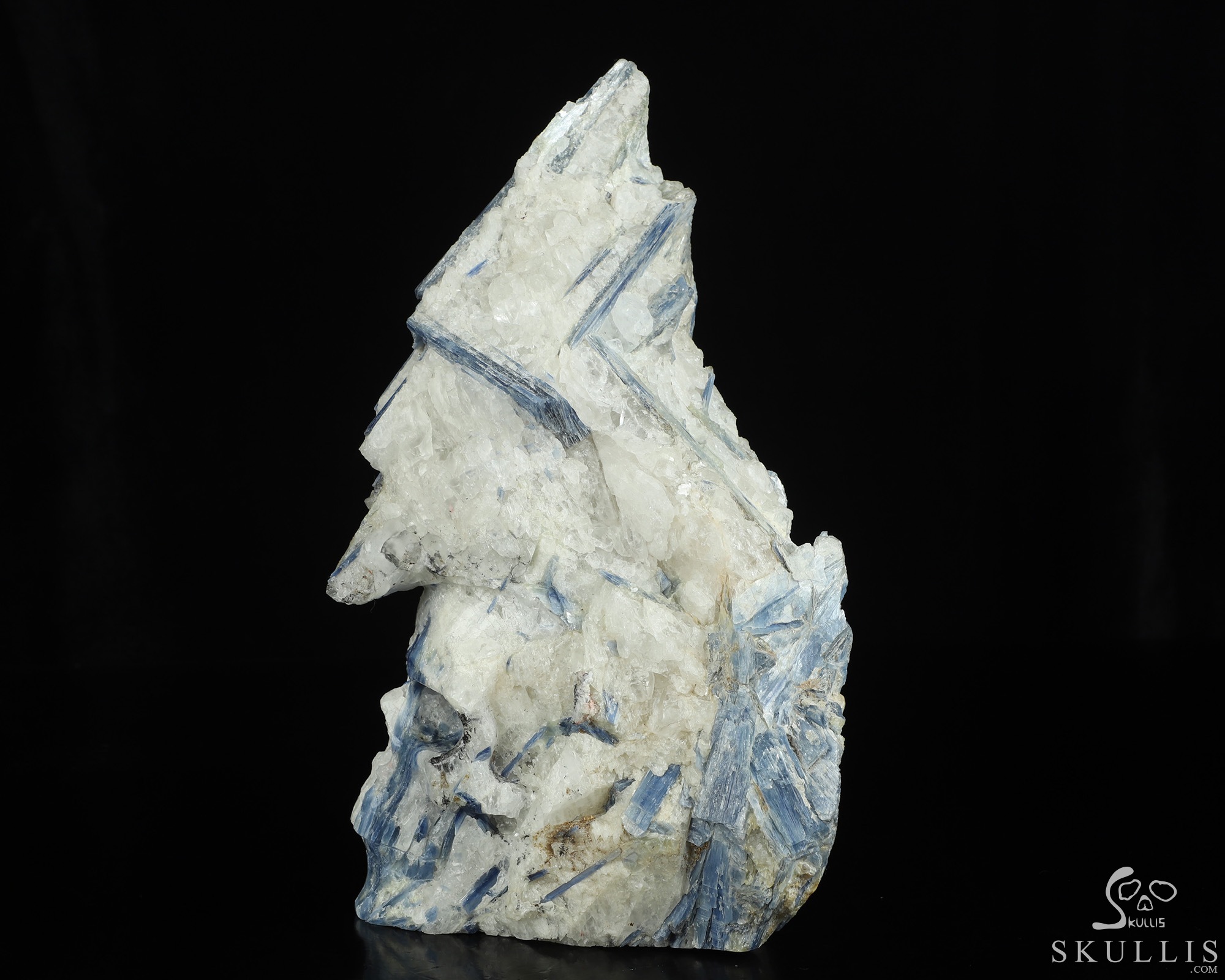 Gemstone 9.5" Kyanite Hand Carved Crystal Skull Fine Art Sculpture, Crystal Healing Gemstone 9.5" Kyanite Hand Carved Crystal Skull Fine Art Sculpture, Crystal Healing