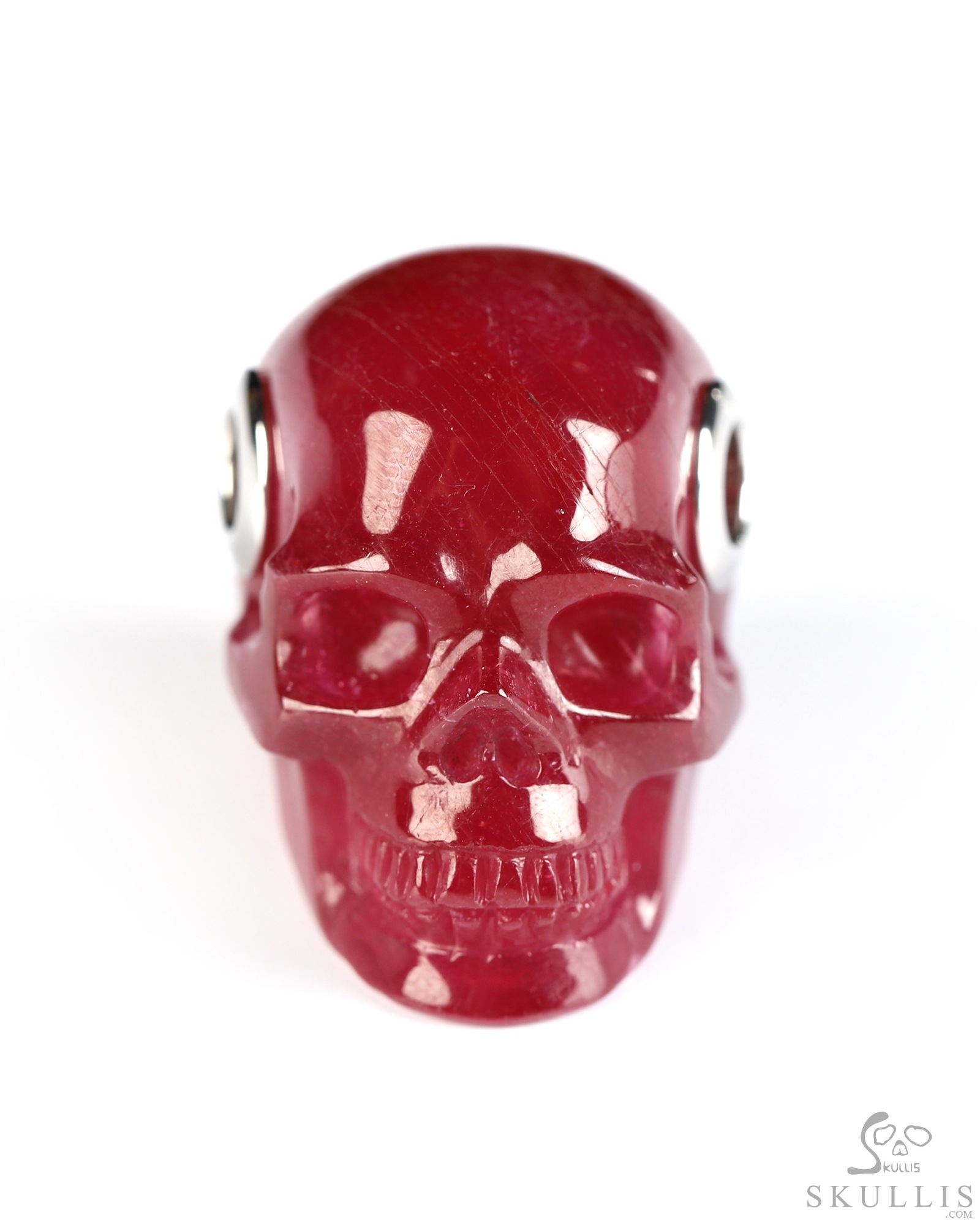 Necklace of 1.0" Ruby Hand Carved Crystal Skull Pendant, Skull Jewelry Necklace of 1.0" Ruby Hand Carved Crystal Skull Pendant, Skull Jewelry