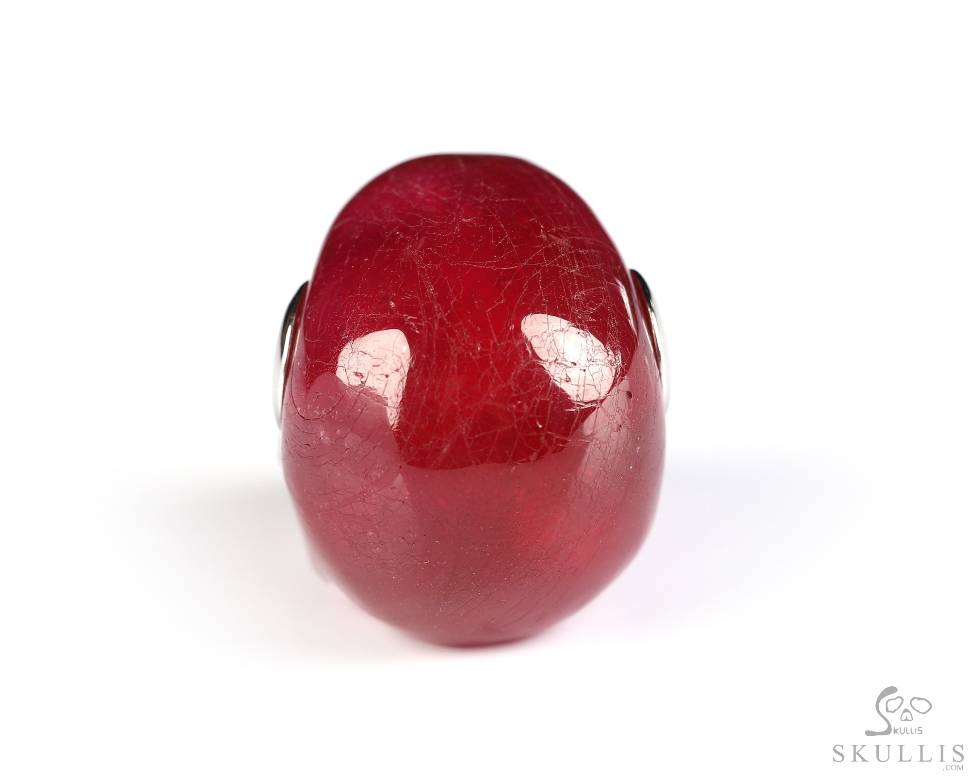 Necklace of 1.0" Ruby Hand Carved Crystal Skull Pendant, Skull Jewelry Necklace of 1.0" Ruby Hand Carved Crystal Skull Pendant, Skull Jewelry