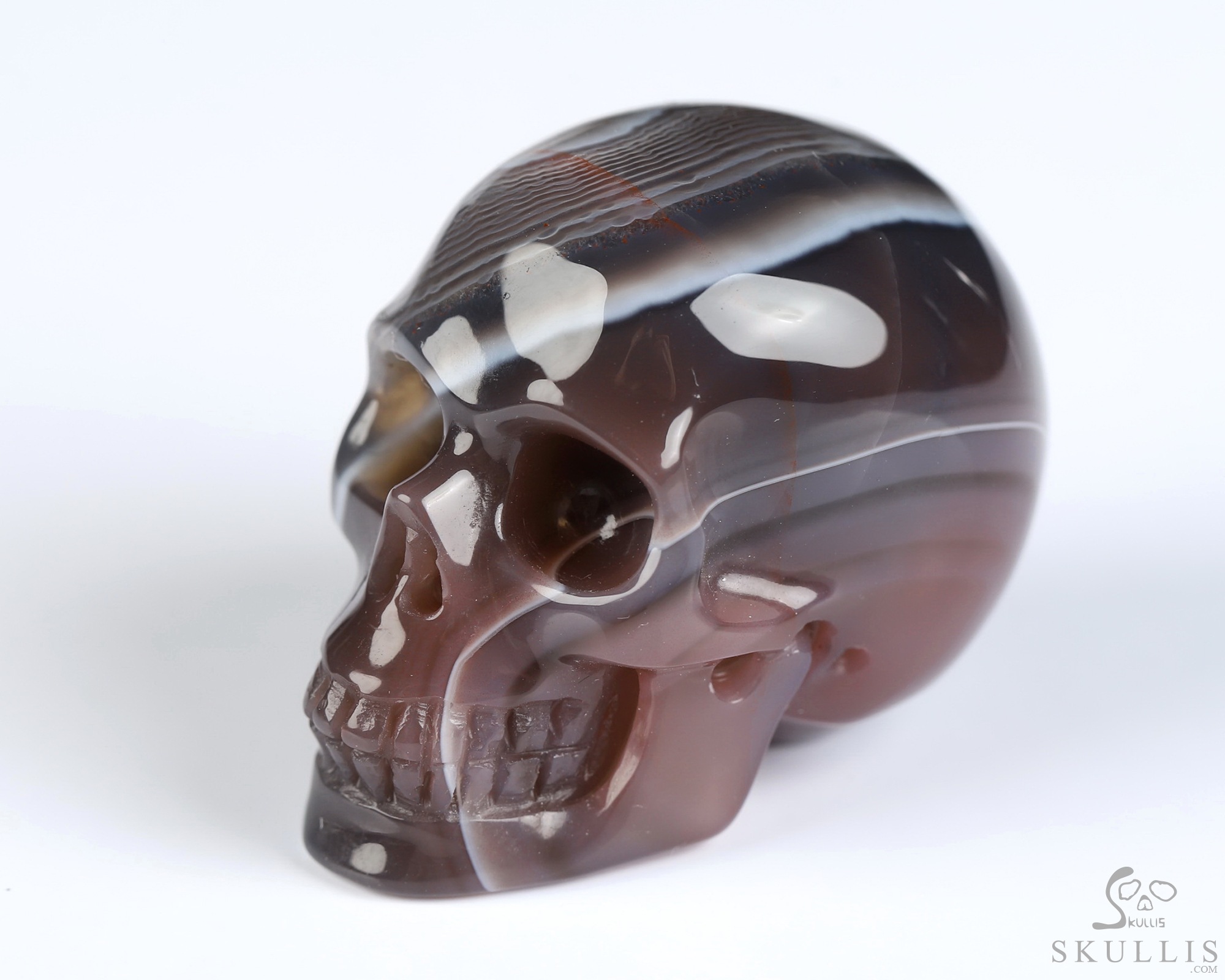 Gemstone 1.3" Mozambique Agate Hand Carved Crystal Skull, Realistic, Crystal Healing Gemstone 1.3" Mozambique Agate Hand Carved Crystal Skull, Realistic, Crystal Healing