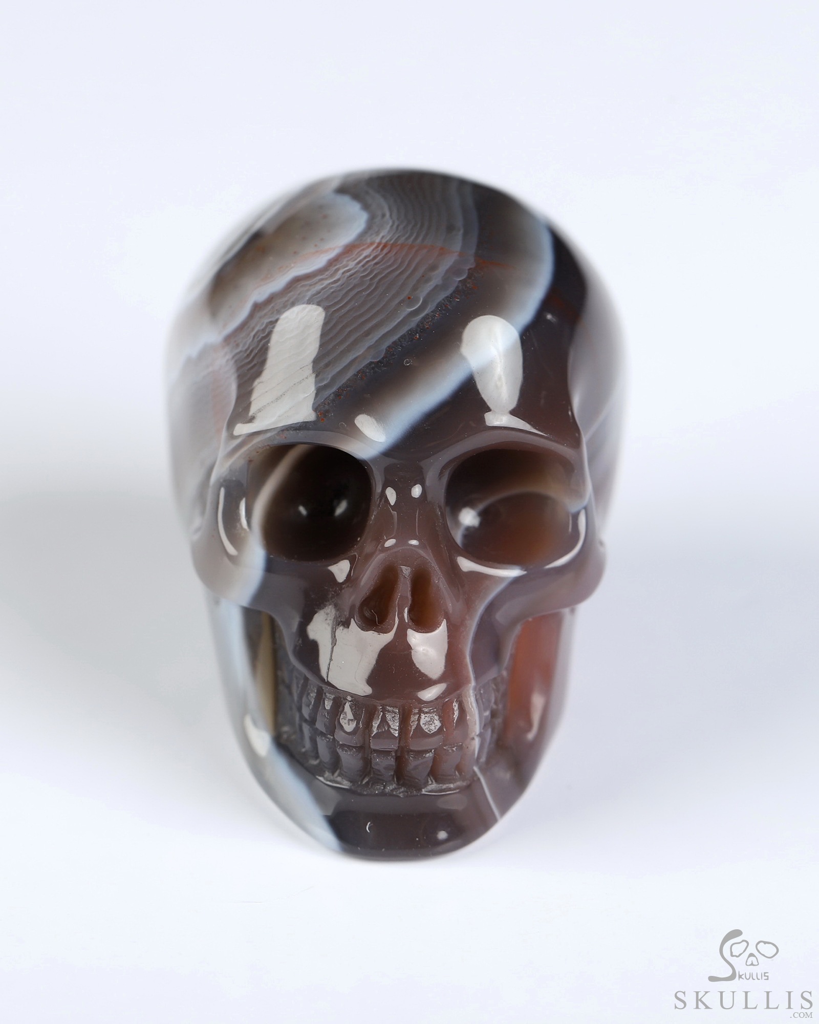 Gemstone 1.3" Mozambique Agate Hand Carved Crystal Skull, Realistic, Crystal Healing Gemstone 1.3" Mozambique Agate Hand Carved Crystal Skull, Realistic, Crystal Healing