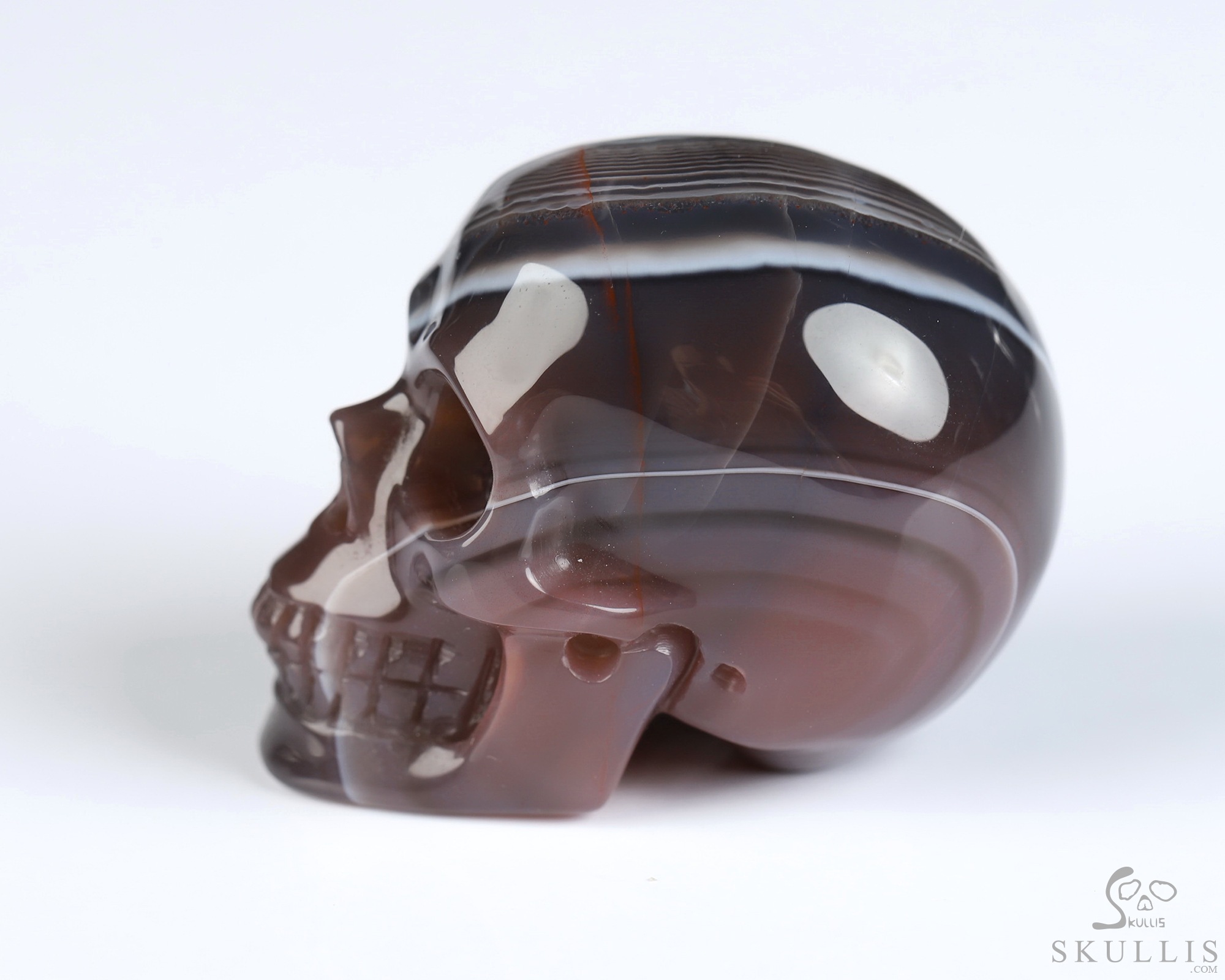 Gemstone 1.3" Mozambique Agate Hand Carved Crystal Skull, Realistic, Crystal Healing Gemstone 1.3" Mozambique Agate Hand Carved Crystal Skull, Realistic, Crystal Healing