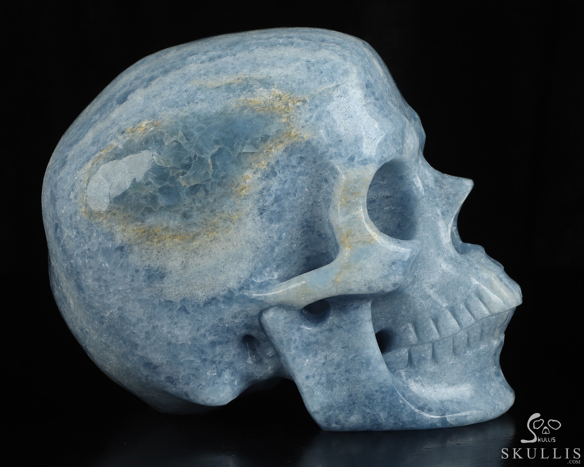 Lifesized 6.8" Blue Calcite Hand Carved Crystal Skull, Super Realistic, Crystal Healing Lifesized 6.8" Blue Calcite Hand Carved Crystal Skull, Super Realistic, Crystal Healing
