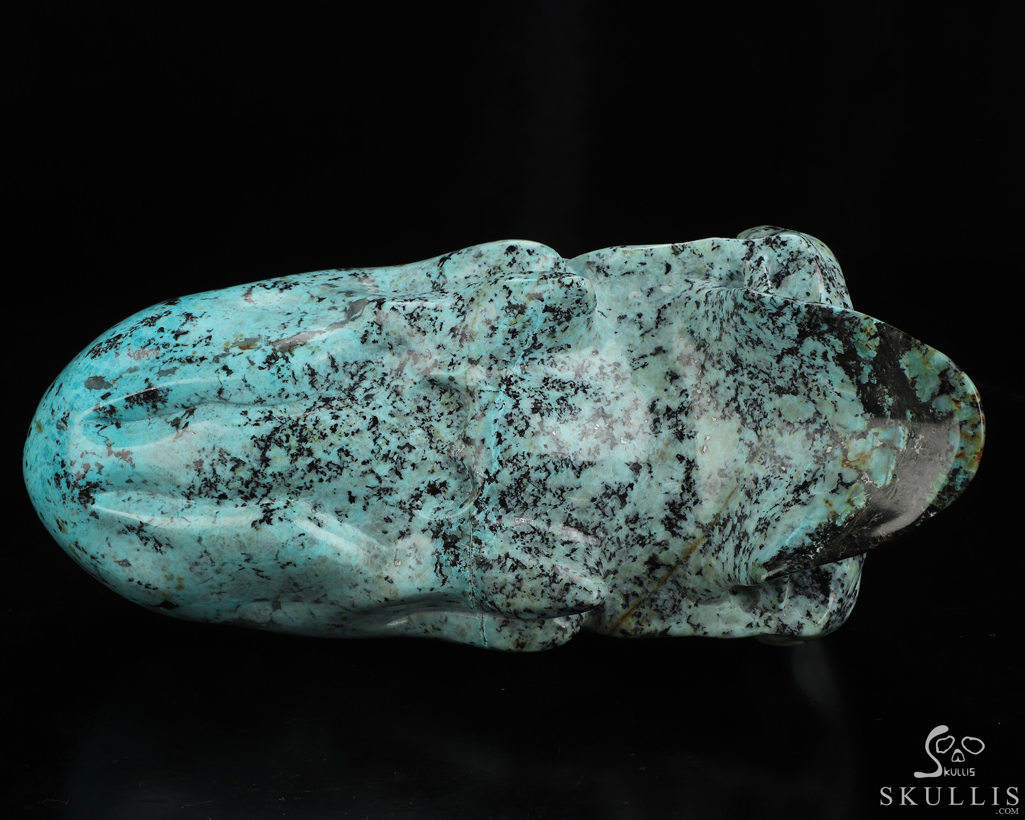 Gemstone 8.9" African Turquoise Hand Carved Crystal Elongated Mayan Alien Skull Sculpture, Crystal Healing Gemstone 8.9" African Turquoise Hand Carved Crystal Elongated Mayan Alien Skull Sculpture, Crystal Healing