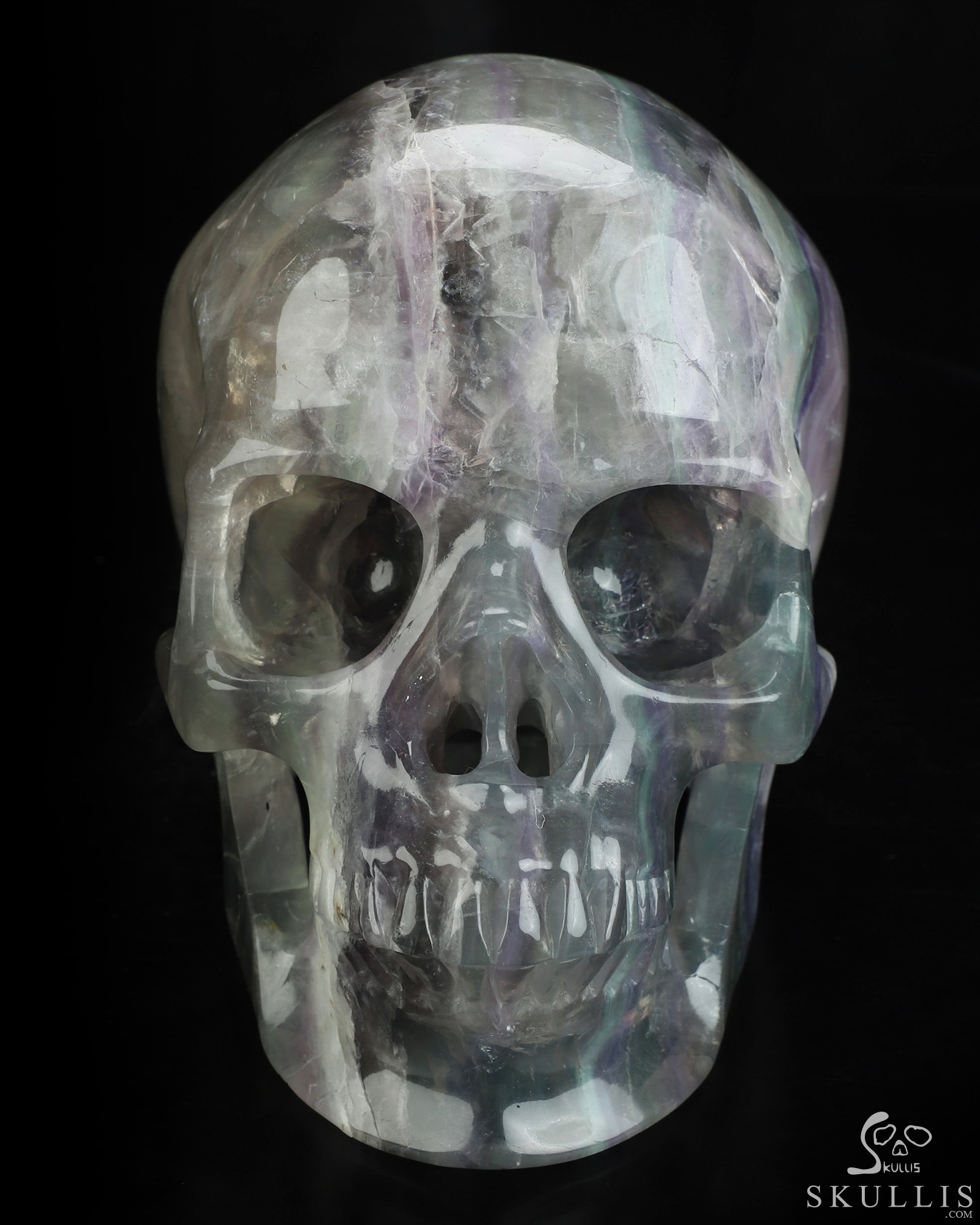 Lifesized 6.9" Fluorite Hand Carved Crystal Skull, Super Realistic, Crystal Healing Lifesized 6.9" Fluorite Hand Carved Crystal Skull, Super Realistic, Crystal Healing