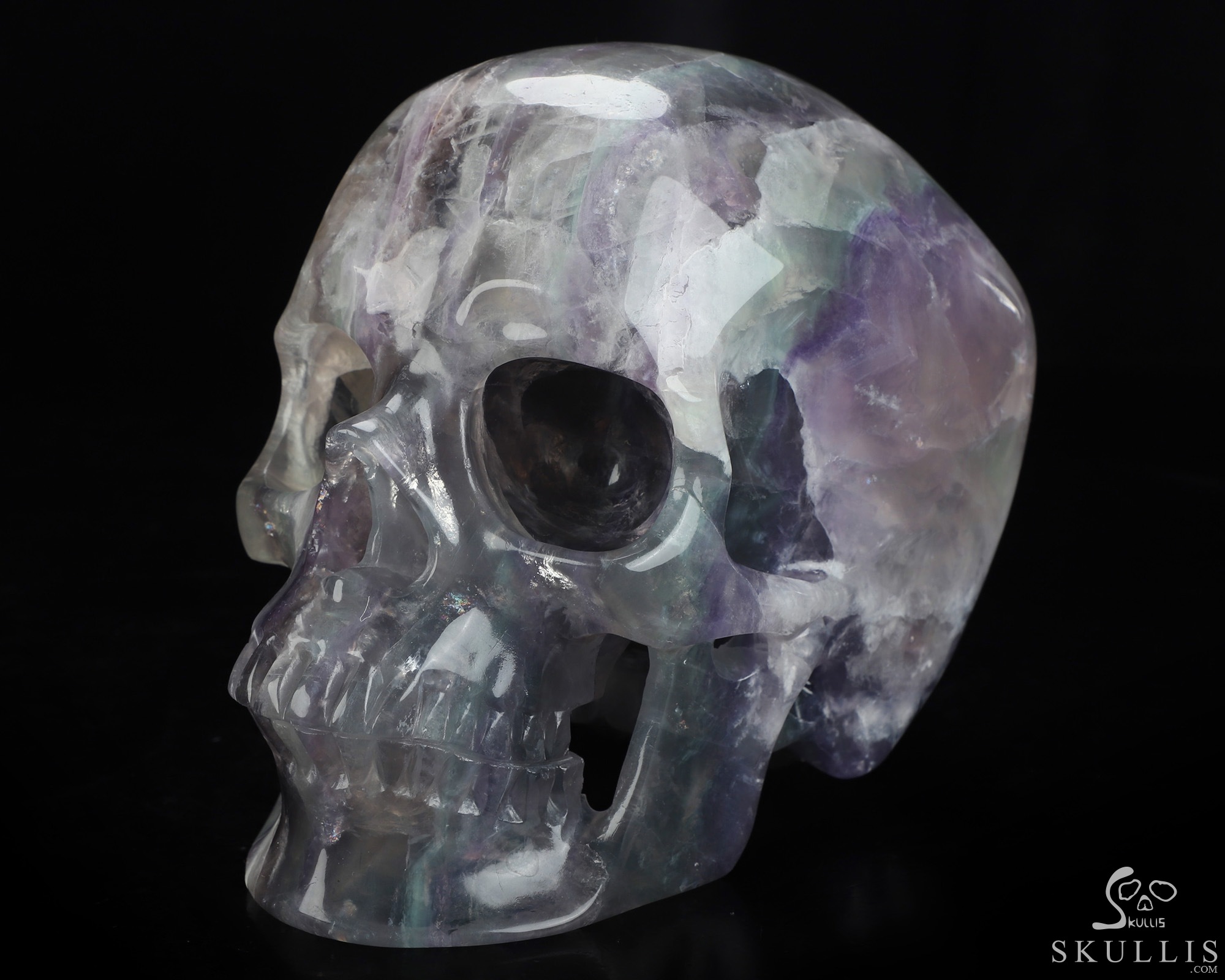 Lifesized 6.9" Fluorite Hand Carved Crystal Skull, Super Realistic, Crystal Healing Lifesized 6.9" Fluorite Hand Carved Crystal Skull, Super Realistic, Crystal Healing