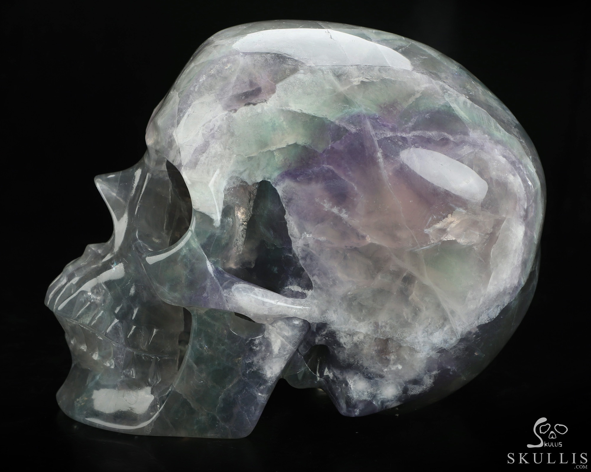 Lifesized 6.9" Fluorite Hand Carved Crystal Skull, Super Realistic, Crystal Healing Lifesized 6.9" Fluorite Hand Carved Crystal Skull, Super Realistic, Crystal Healing