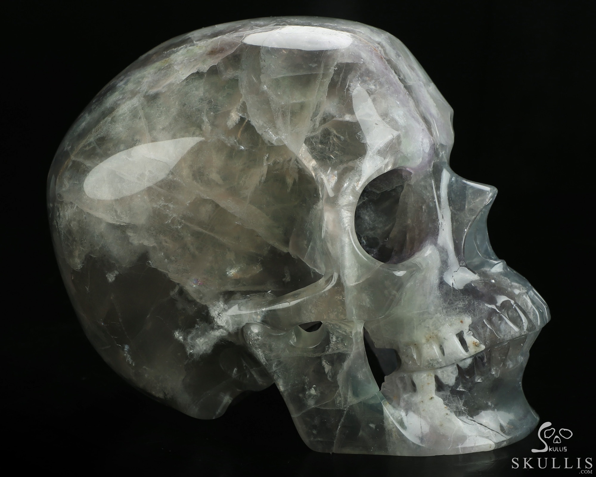 Lifesized 6.9" Fluorite Hand Carved Crystal Skull, Super Realistic, Crystal Healing Lifesized 6.9" Fluorite Hand Carved Crystal Skull, Super Realistic, Crystal Healing