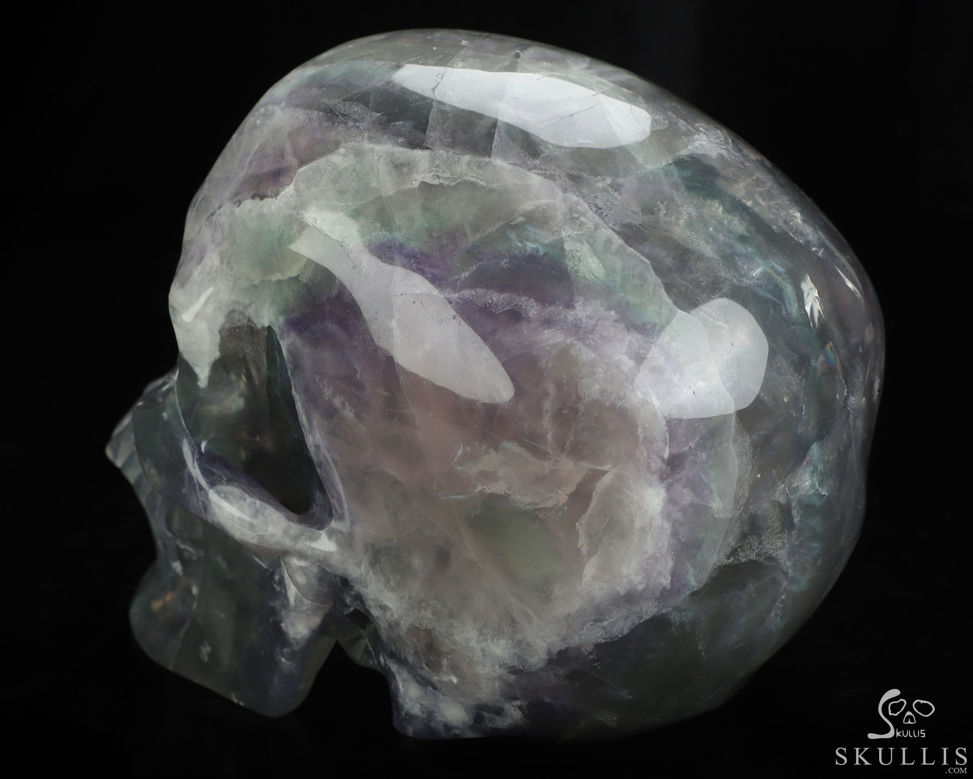 Lifesized 6.9" Fluorite Hand Carved Crystal Skull, Super Realistic, Crystal Healing Lifesized 6.9" Fluorite Hand Carved Crystal Skull, Super Realistic, Crystal Healing