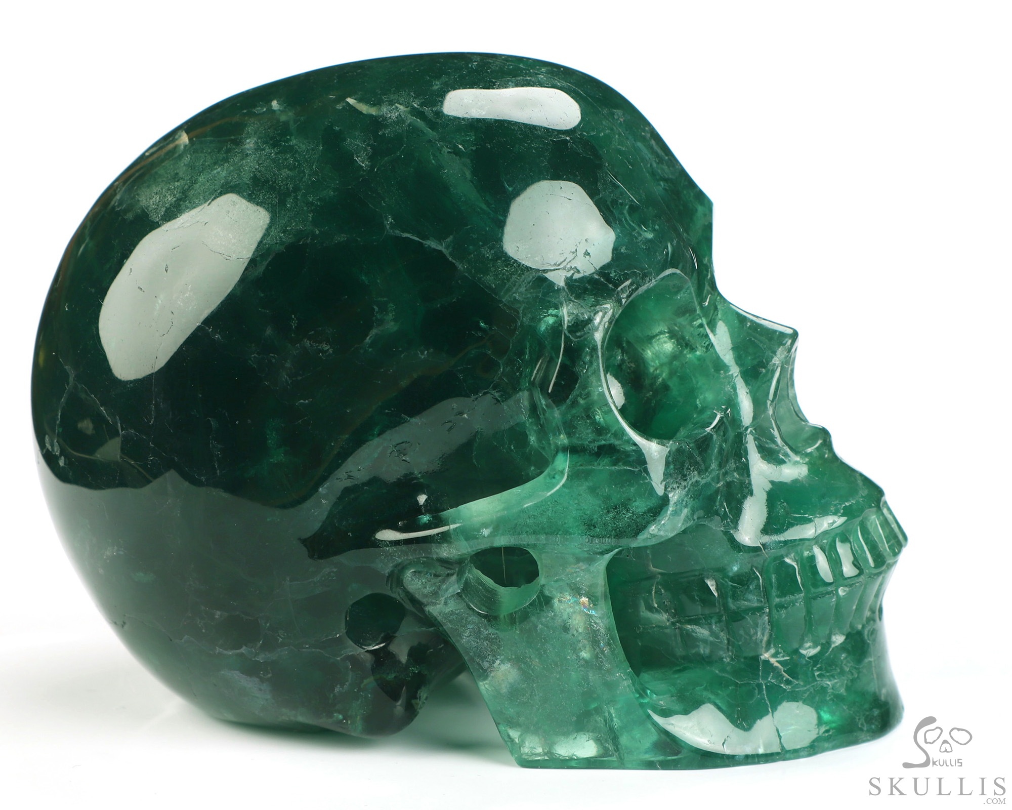 5.0" Fluorite Hand Carved Crystal Skull, Realistic, Crystal Healing 5.0" Fluorite Hand Carved Crystal Skull, Realistic, Crystal Healing