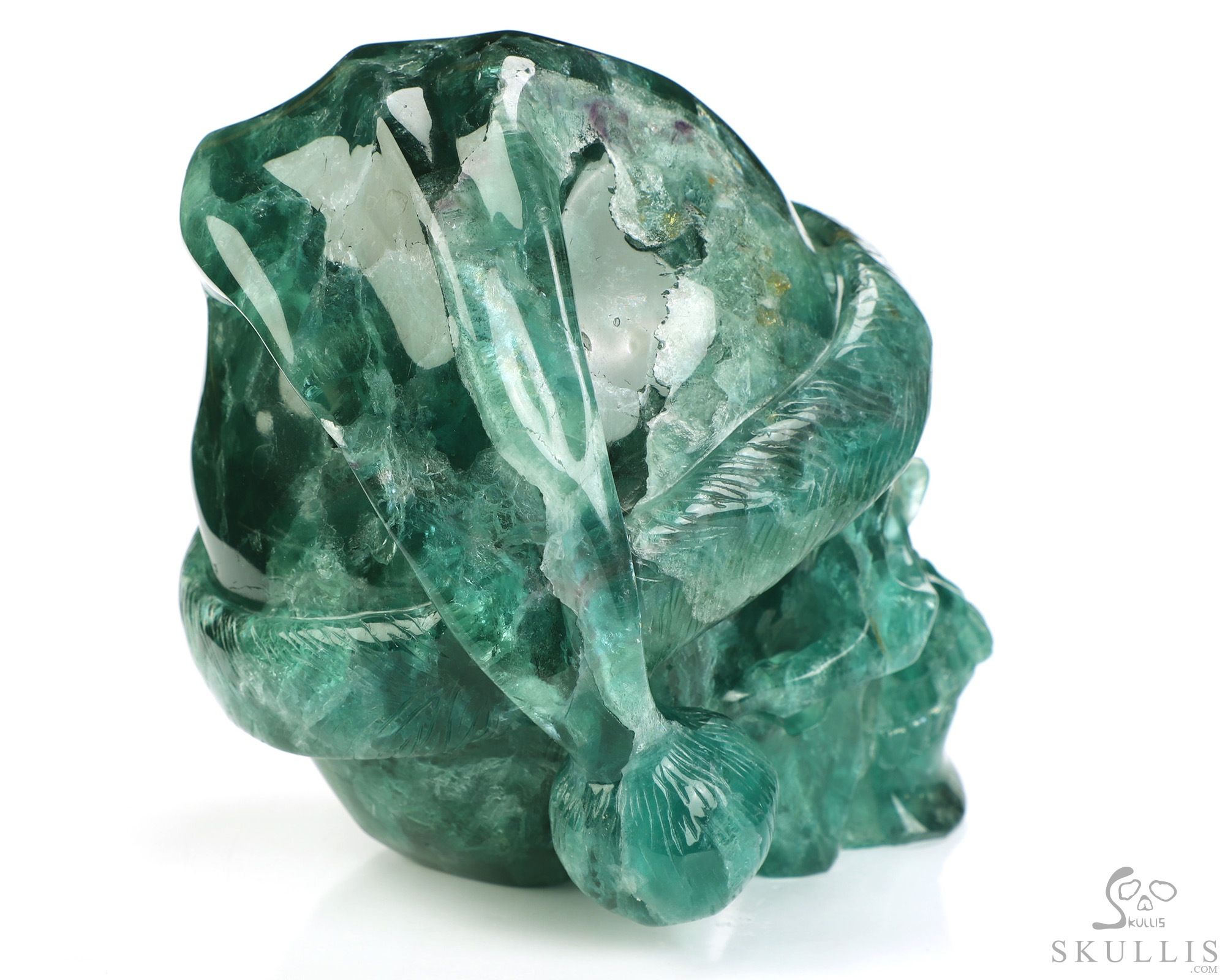 Merry Christmas, 5.0" Fluorite Hand Carved Crystal Skull, Realistic, Crystal Healing Merry Christmas, 5.0" Fluorite Hand Carved Crystal Skull, Realistic, Crystal Healing