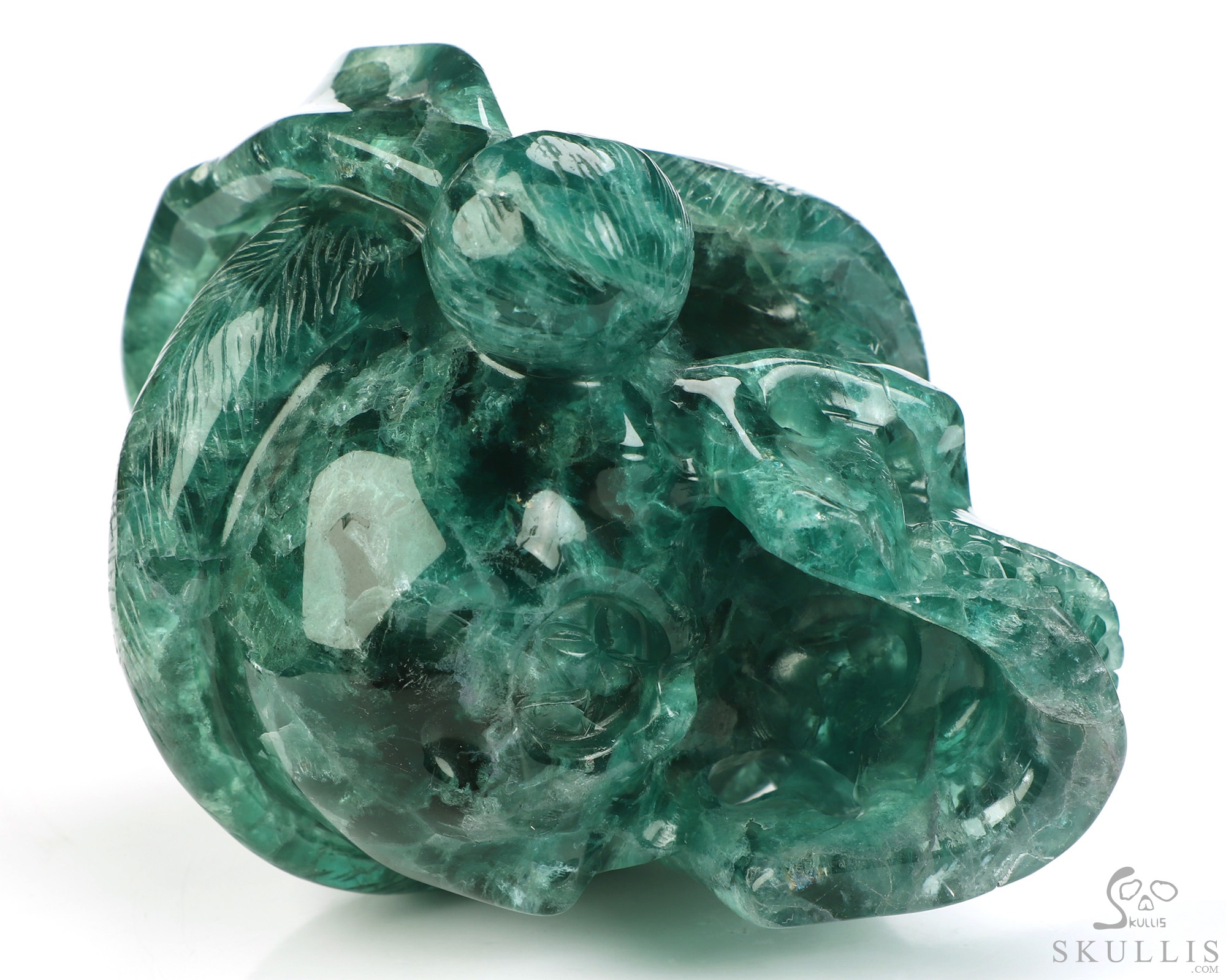 Merry Christmas, 5.0" Fluorite Hand Carved Crystal Skull, Realistic, Crystal Healing Merry Christmas, 5.0" Fluorite Hand Carved Crystal Skull, Realistic, Crystal Healing