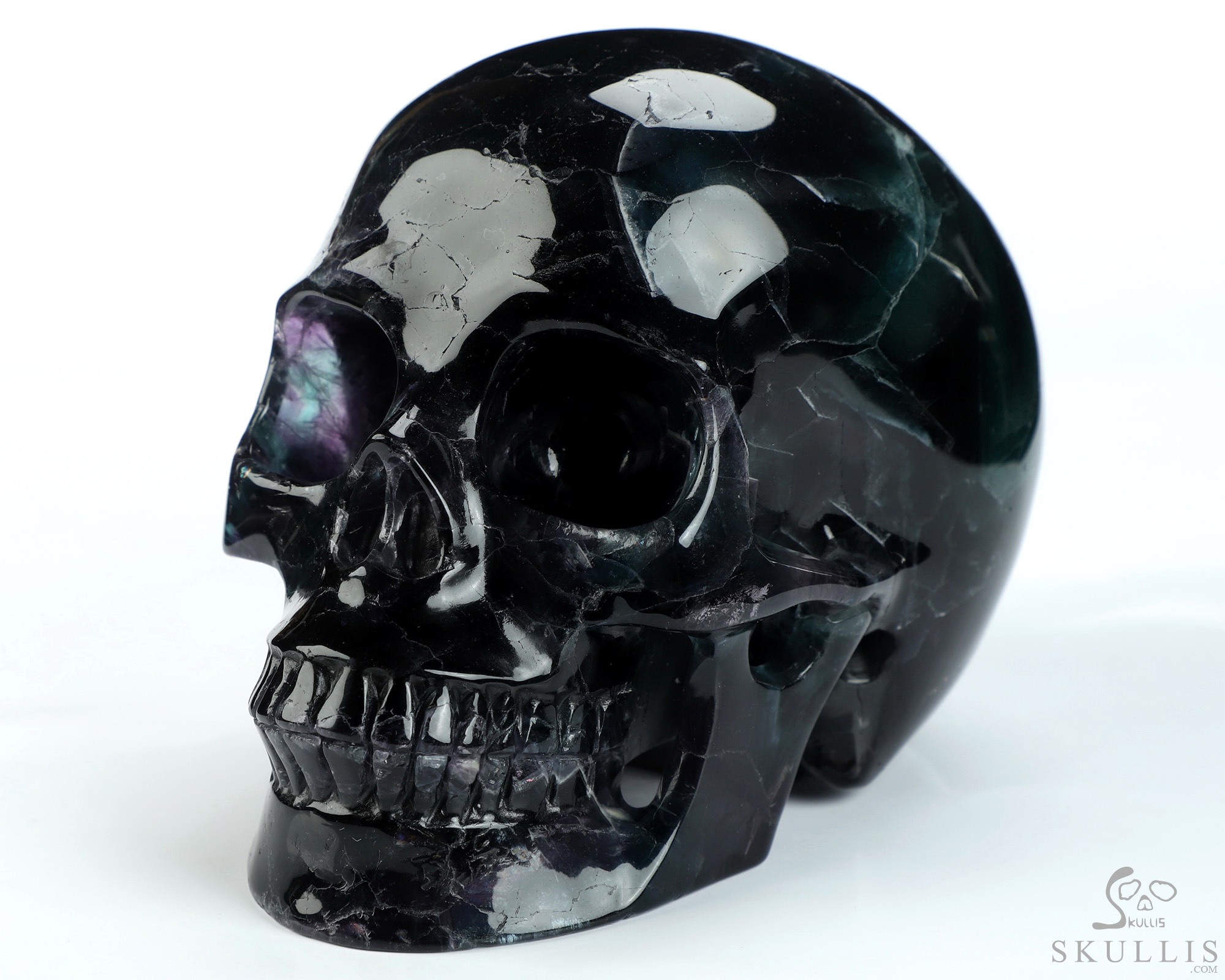 4.9" Fluorite Hand Carved Crystal Skull, Realistic, Crystal Healing 4.9" Fluorite Hand Carved Crystal Skull, Realistic, Crystal Healing