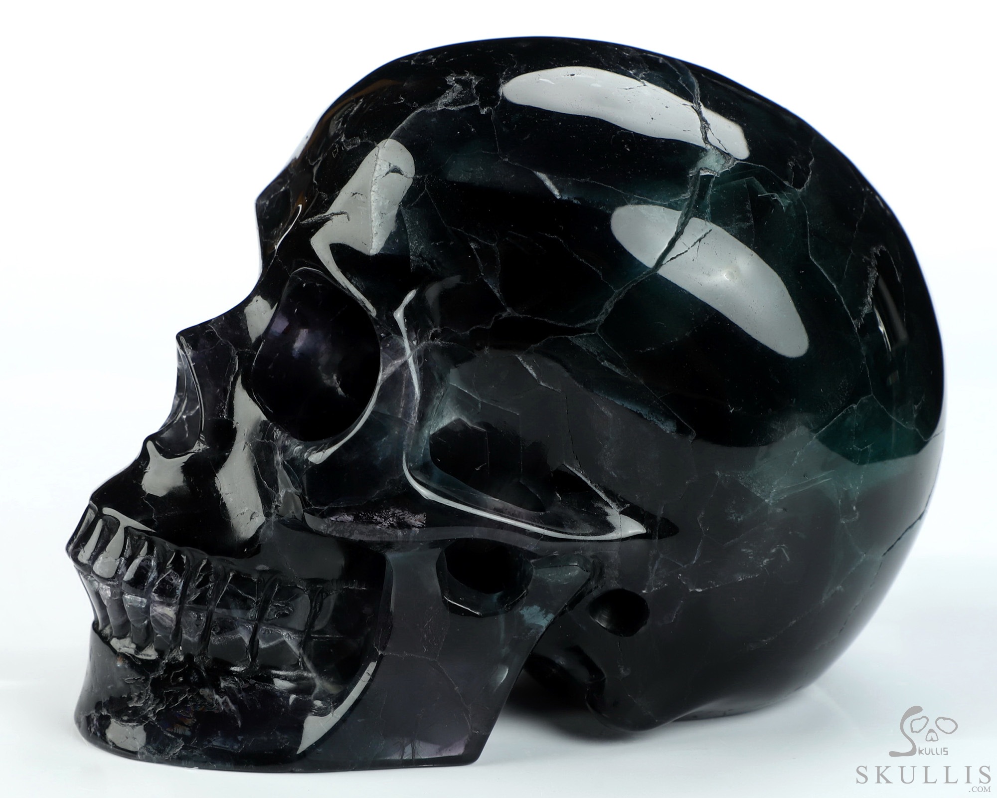 4.9" Fluorite Hand Carved Crystal Skull, Realistic, Crystal Healing 4.9" Fluorite Hand Carved Crystal Skull, Realistic, Crystal Healing