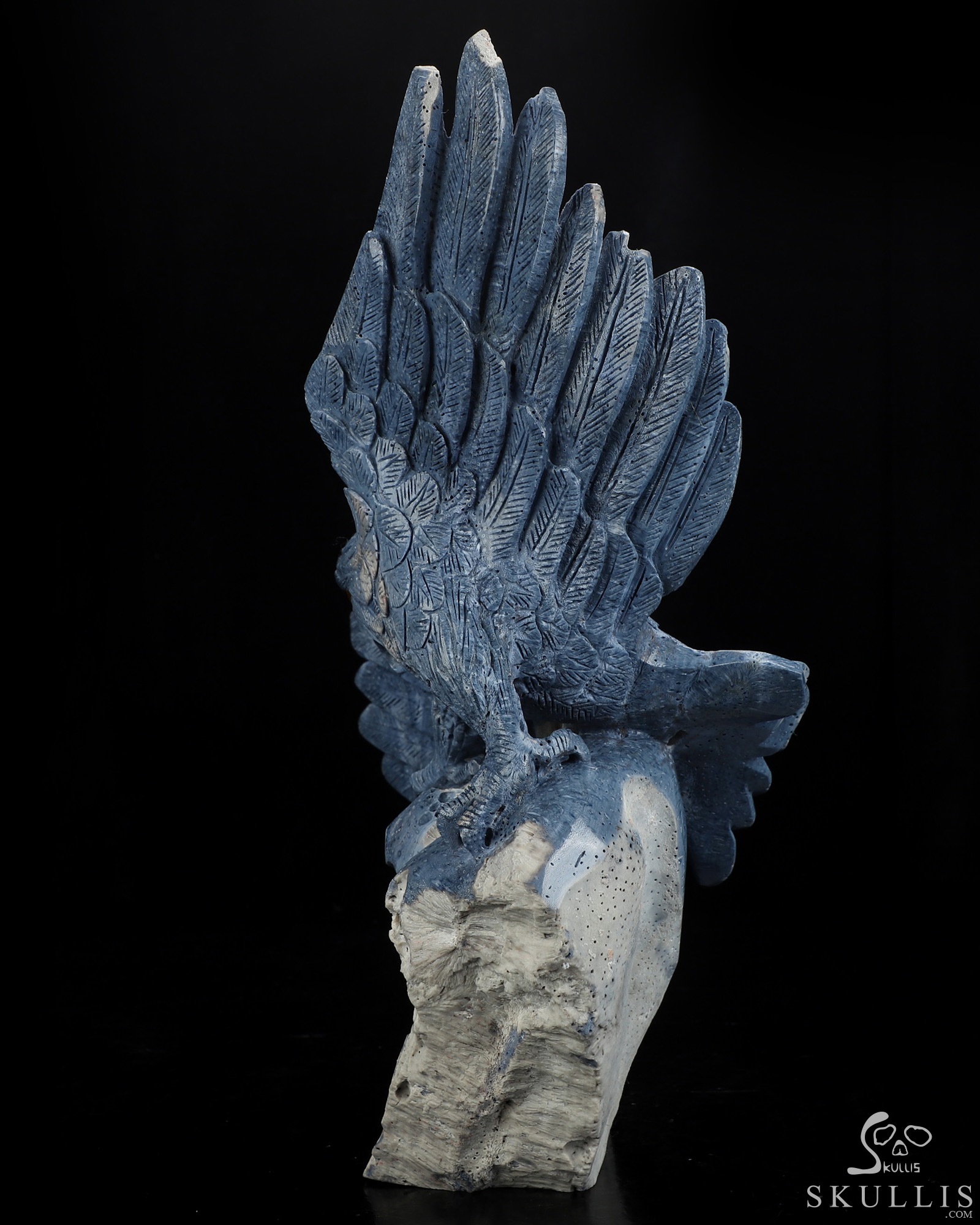 10.2" Blue Ridge Coral Hand Carved Crystal Skull and Eagle Fine Art Sculpture, Crystal Healing 10.2" Blue Ridge Coral Hand Carved Crystal Skull and Eagle Fine Art Sculpture, Crystal Healing