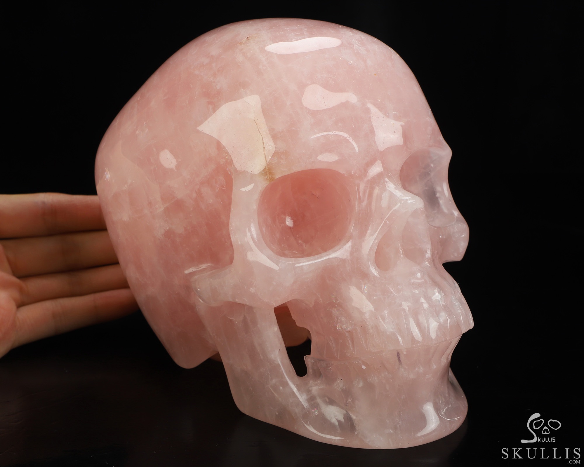 Lifesized 6.8" Rose Quartz Hand Carved Crystal Skull, Super Realistic, Crystal Healing Lifesized 6.8" Rose Quartz Hand Carved Crystal Skull, Super Realistic, Crystal Healing