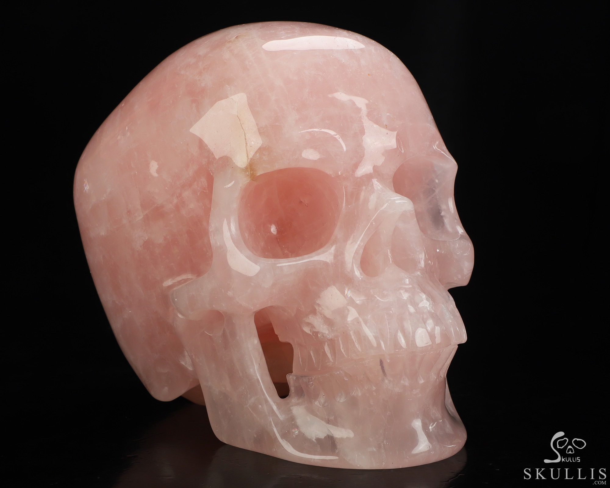 Lifesized 6.8" Rose Quartz Hand Carved Crystal Skull, Super Realistic, Crystal Healing Lifesized 6.8" Rose Quartz Hand Carved Crystal Skull, Super Realistic, Crystal Healing
