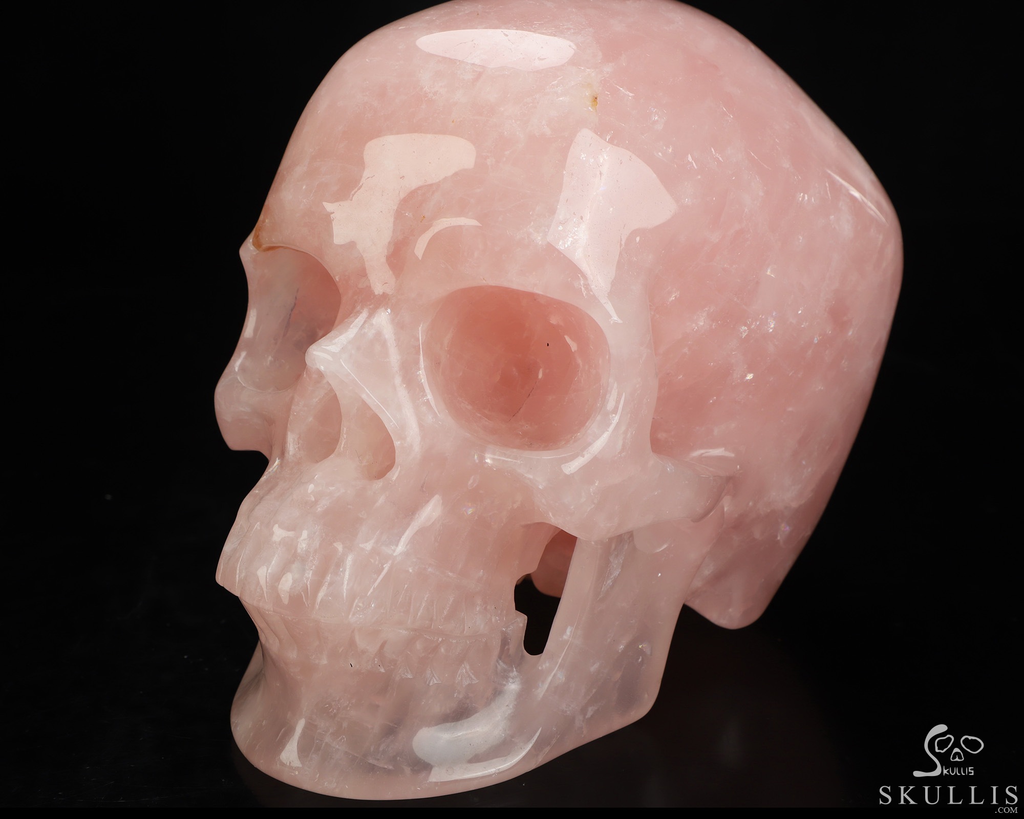 Lifesized 6.8" Rose Quartz Hand Carved Crystal Skull, Super Realistic, Crystal Healing Lifesized 6.8" Rose Quartz Hand Carved Crystal Skull, Super Realistic, Crystal Healing