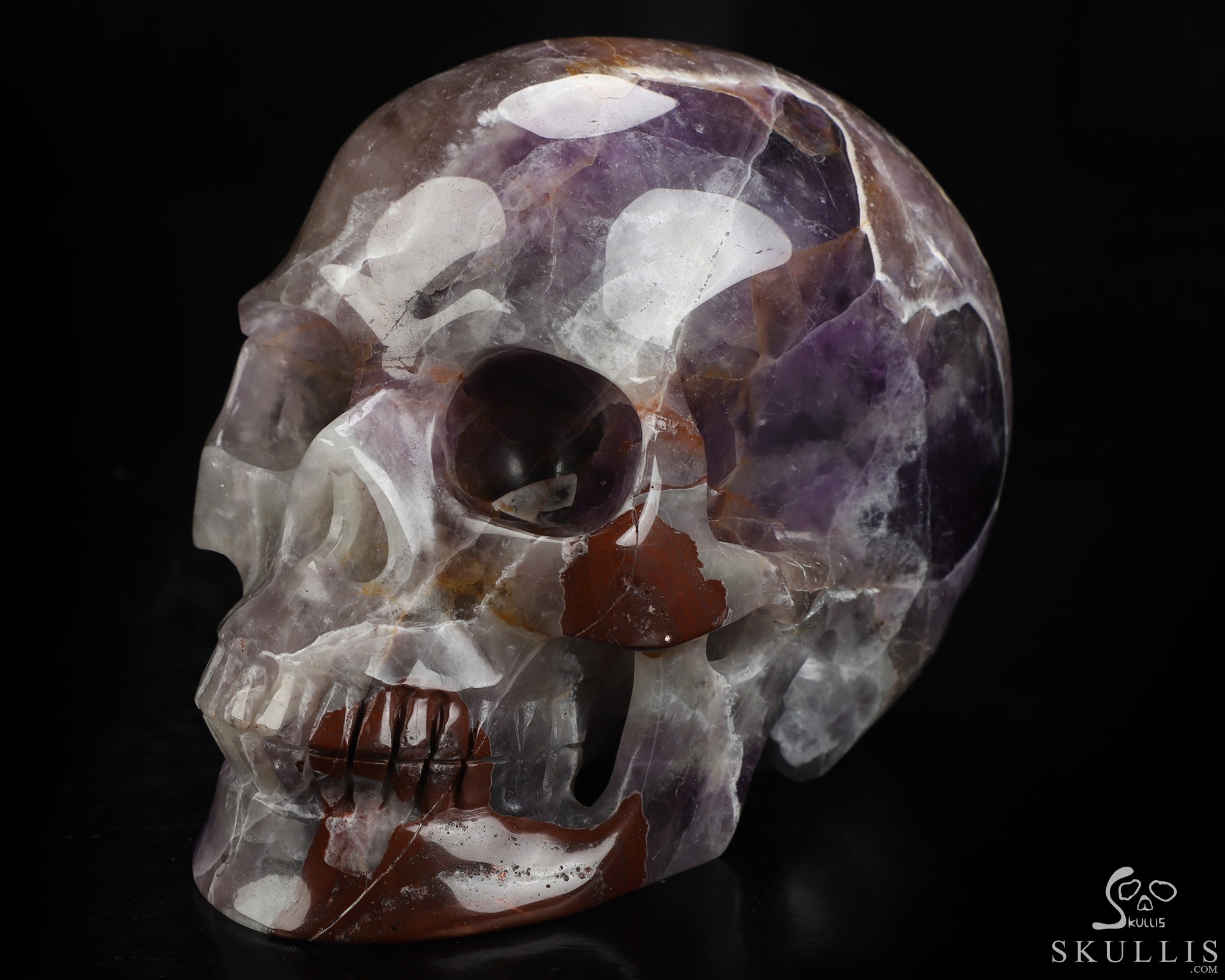 5.0" Dream Chevron Amethyst Hand Carved Crystal Skull, Realistic, Crystal Healing 5.0" Dream Chevron Amethyst Hand Carved Crystal Skull, Realistic, Crystal Healing