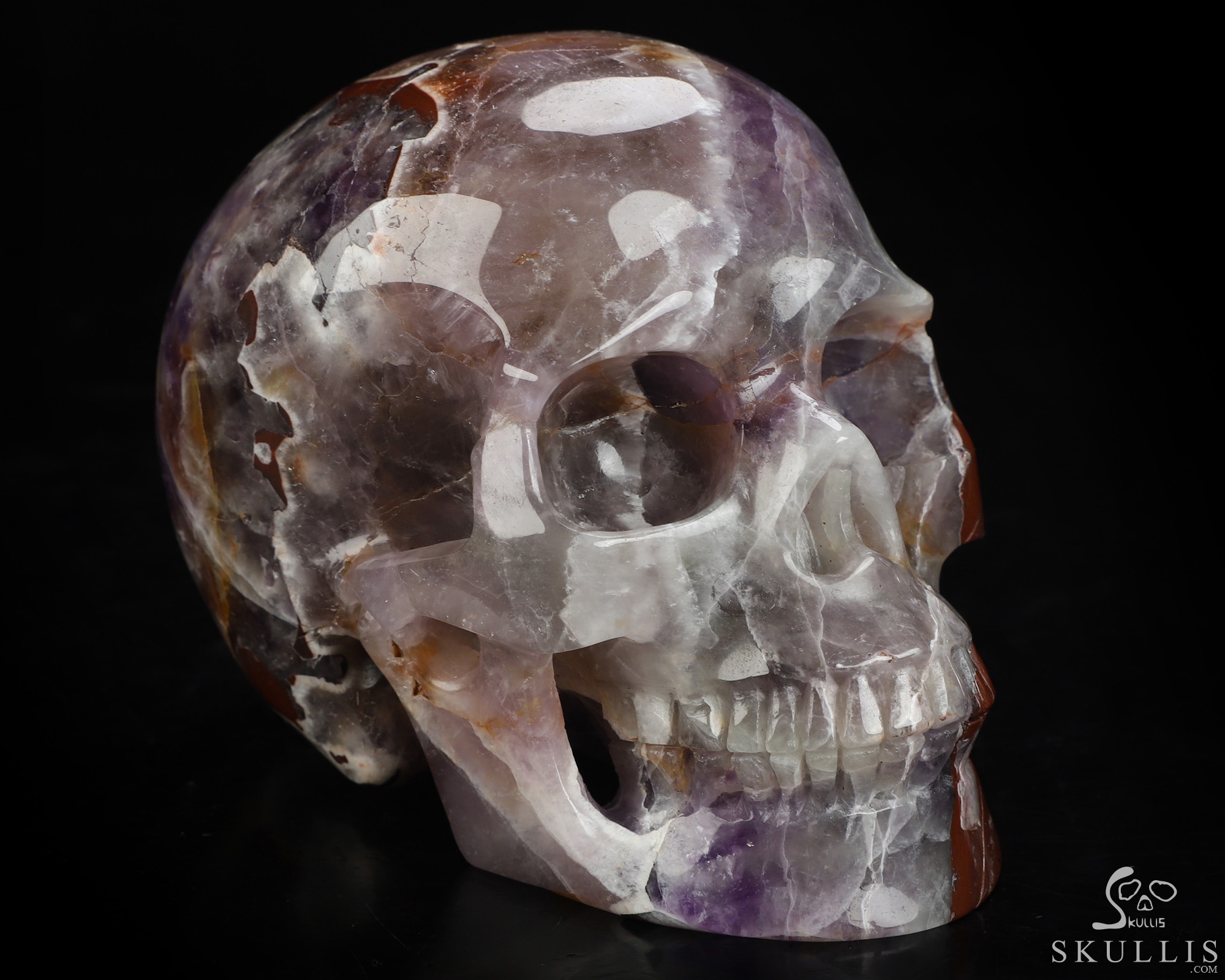 5.0" Dream Chevron Amethyst Hand Carved Crystal Skull, Realistic, Crystal Healing 5.0" Dream Chevron Amethyst Hand Carved Crystal Skull, Realistic, Crystal Healing