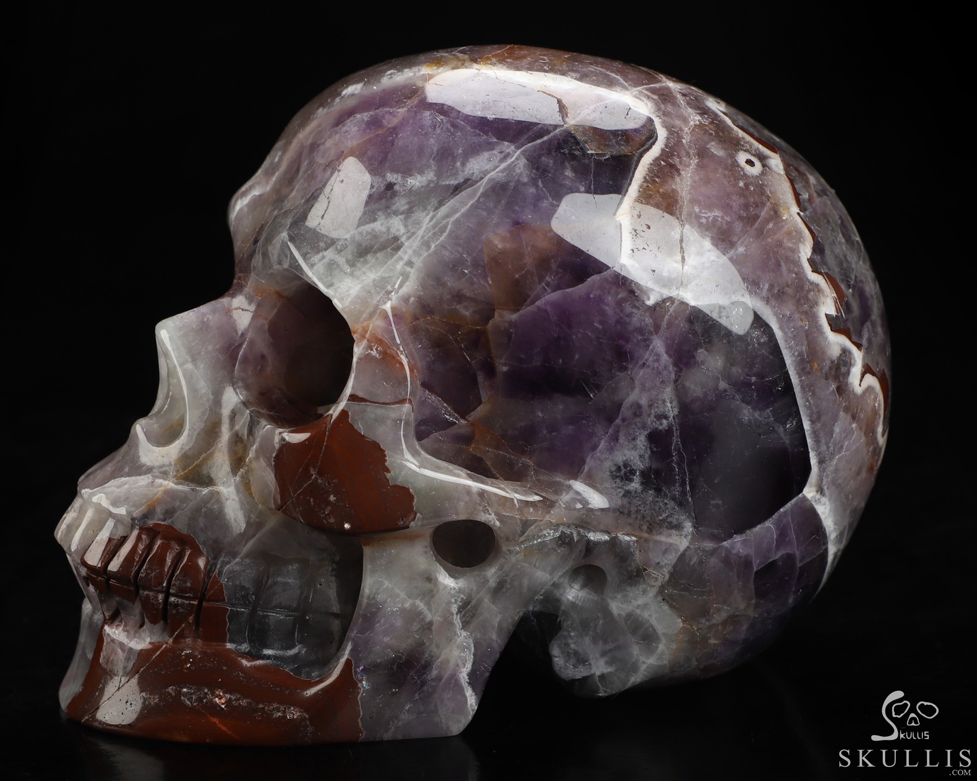 5.0" Dream Chevron Amethyst Hand Carved Crystal Skull, Realistic, Crystal Healing 5.0" Dream Chevron Amethyst Hand Carved Crystal Skull, Realistic, Crystal Healing