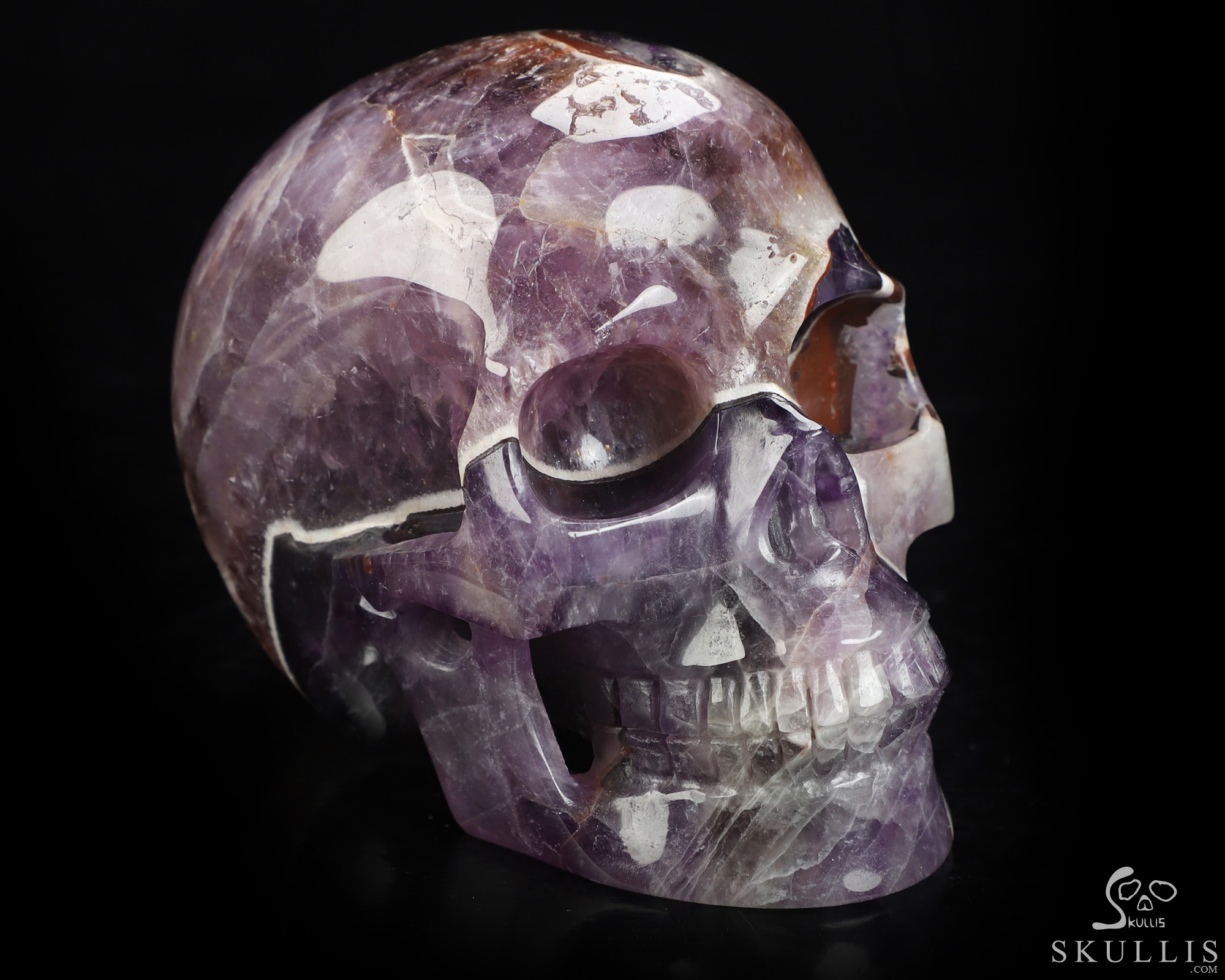 4.9" Dream Chevron Amethyst Hand Carved Crystal Skull, Realistic, Crystal Healing 4.9" Dream Chevron Amethyst Hand Carved Crystal Skull, Realistic, Crystal Healing