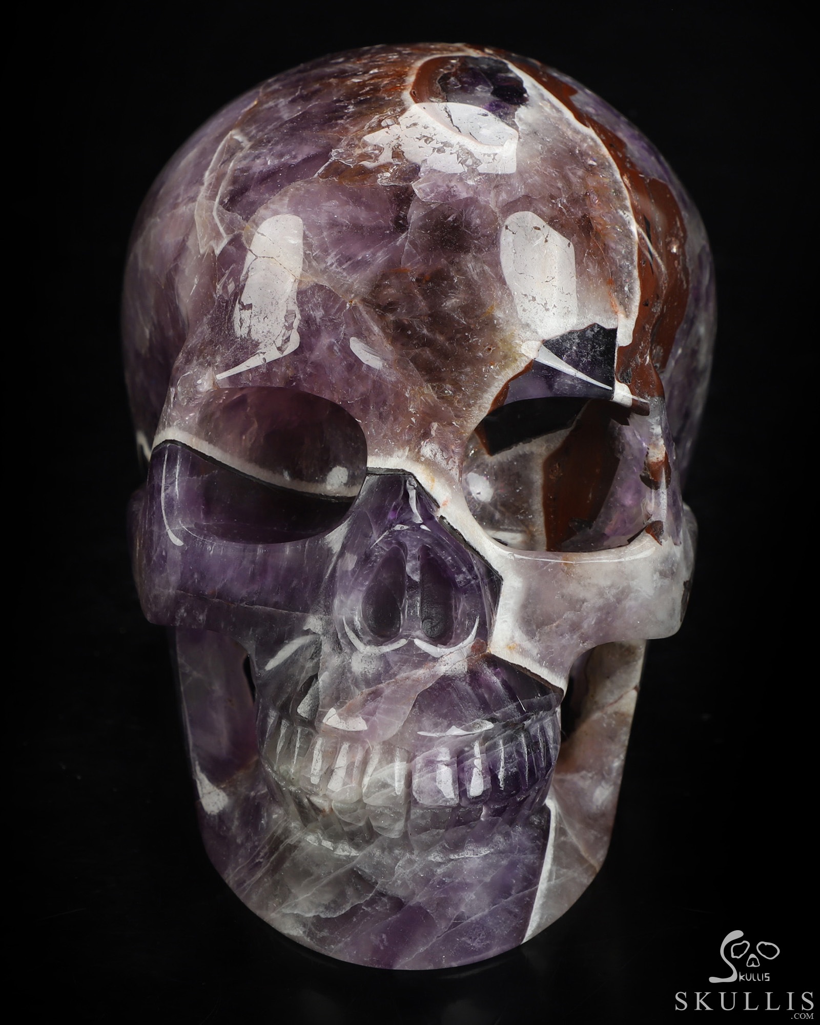 4.9" Dream Chevron Amethyst Hand Carved Crystal Skull, Realistic, Crystal Healing 4.9" Dream Chevron Amethyst Hand Carved Crystal Skull, Realistic, Crystal Healing