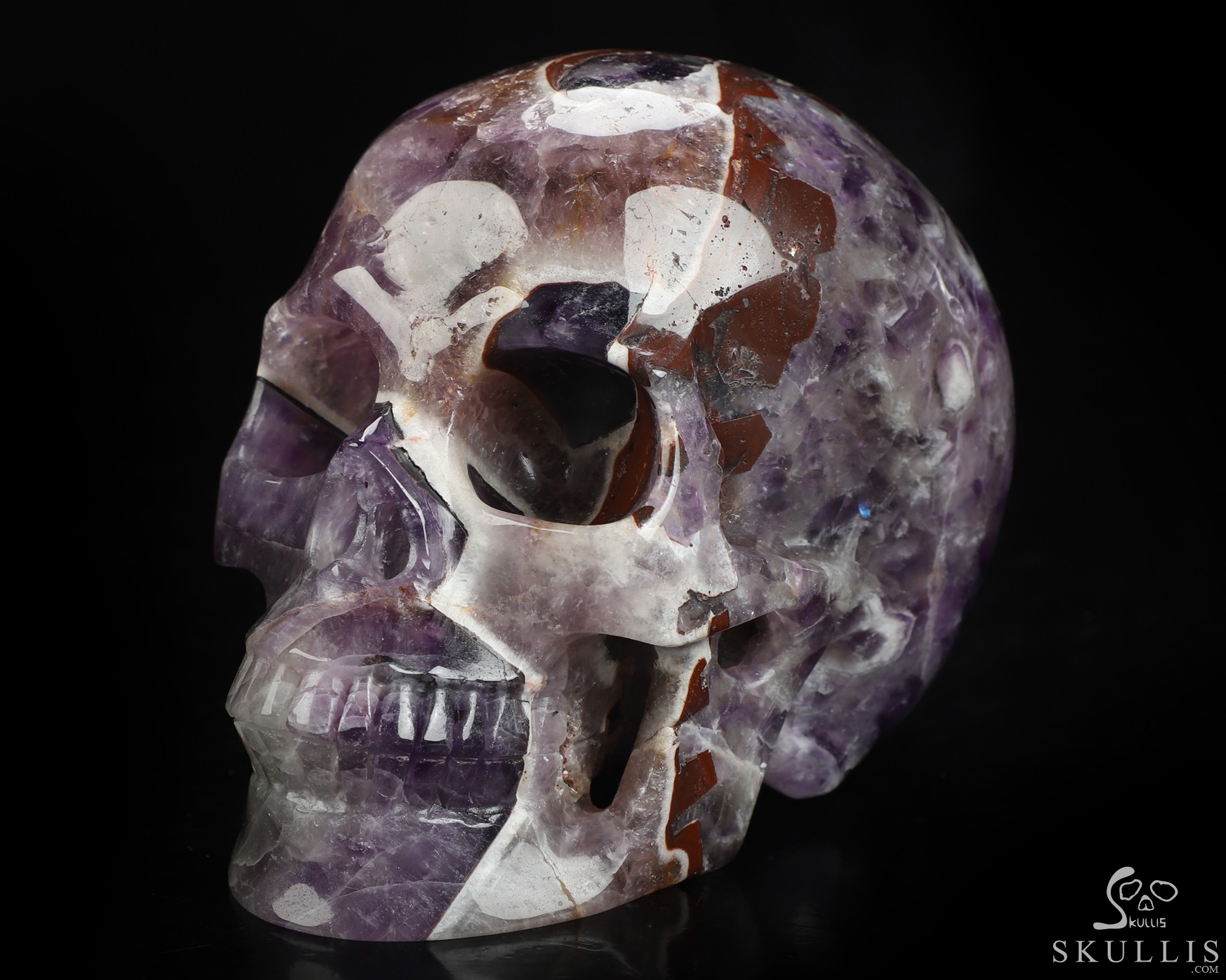 4.9" Dream Chevron Amethyst Hand Carved Crystal Skull, Realistic, Crystal Healing 4.9" Dream Chevron Amethyst Hand Carved Crystal Skull, Realistic, Crystal Healing