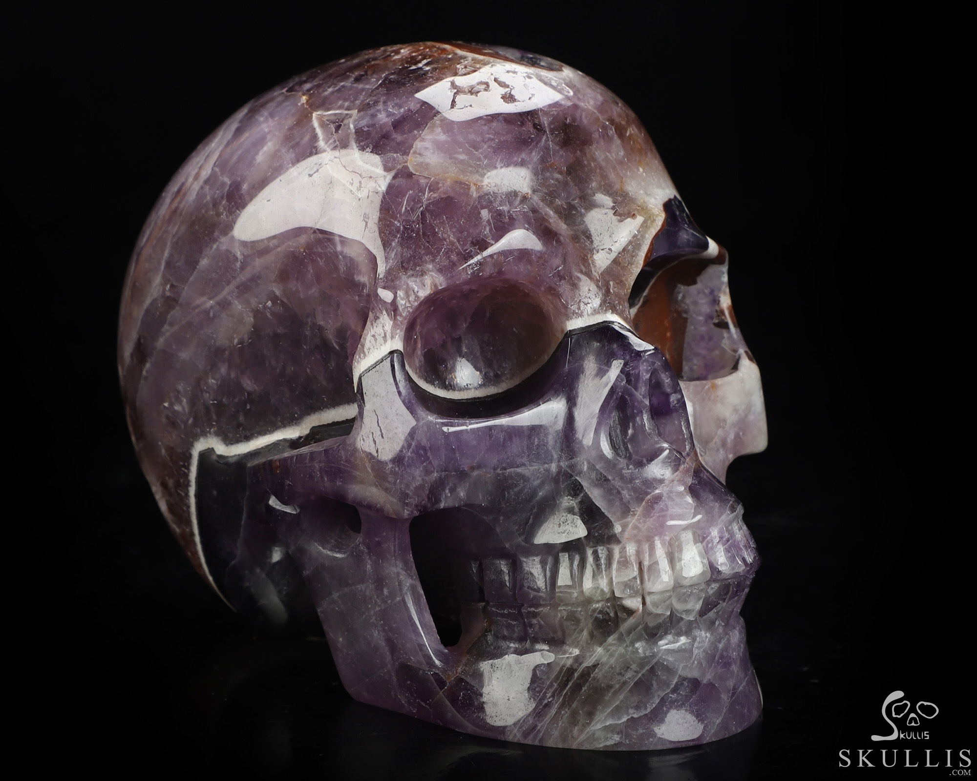 4.9" Dream Chevron Amethyst Hand Carved Crystal Skull, Realistic, Crystal Healing 4.9" Dream Chevron Amethyst Hand Carved Crystal Skull, Realistic, Crystal Healing