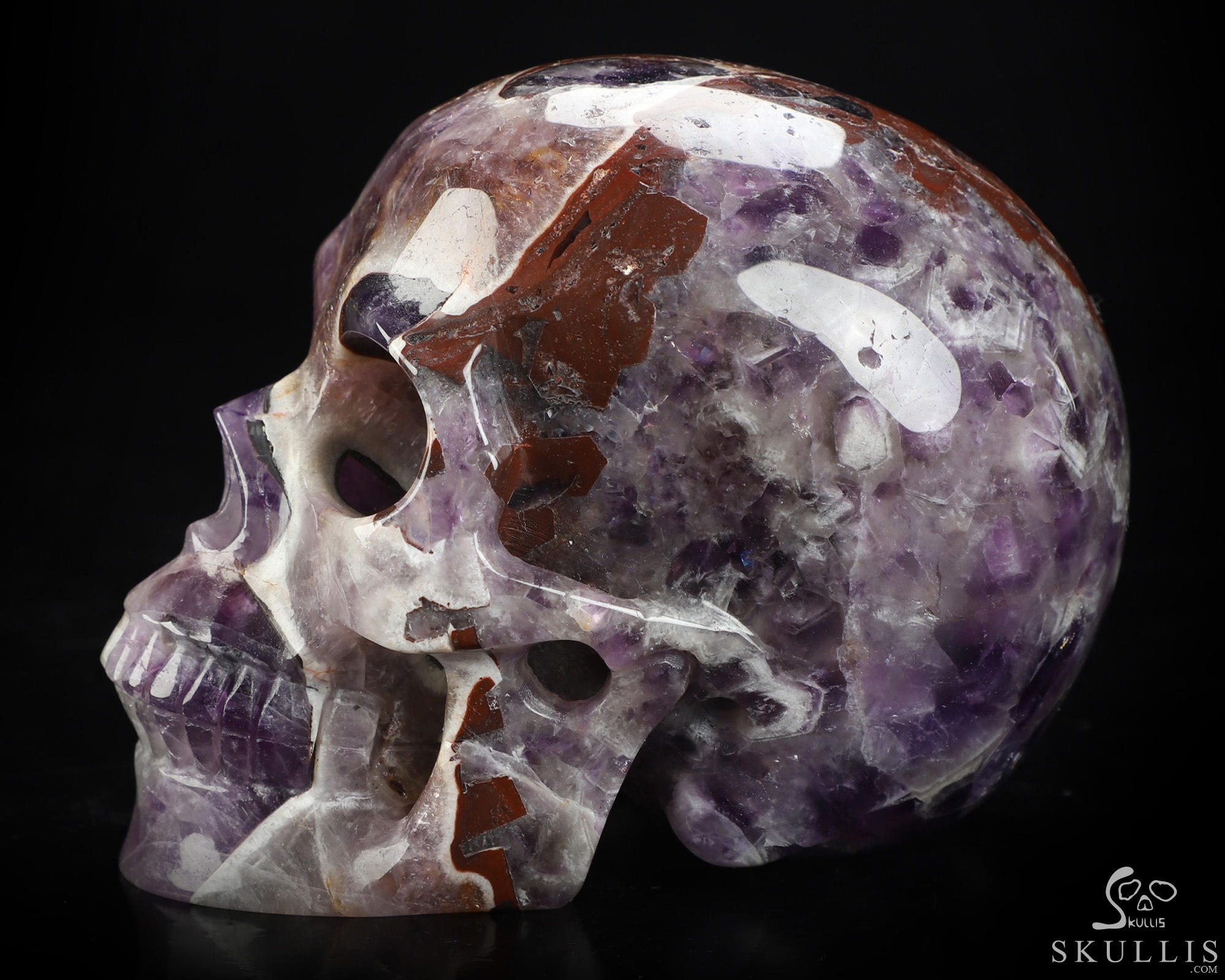 4.9" Dream Chevron Amethyst Hand Carved Crystal Skull, Realistic, Crystal Healing 4.9" Dream Chevron Amethyst Hand Carved Crystal Skull, Realistic, Crystal Healing