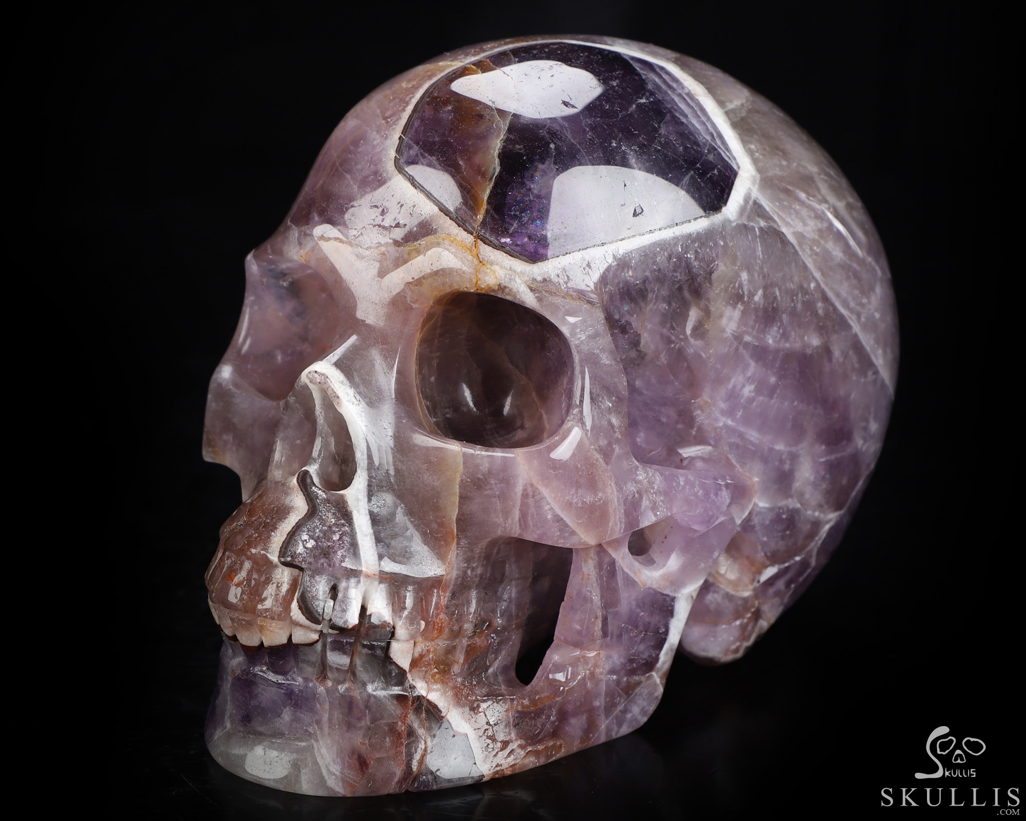 5.0" Dream Chevron Amethyst Hand Carved Crystal Skull, Realistic, Crystal Healing 5.0" Dream Chevron Amethyst Hand Carved Crystal Skull, Realistic, Crystal Healing