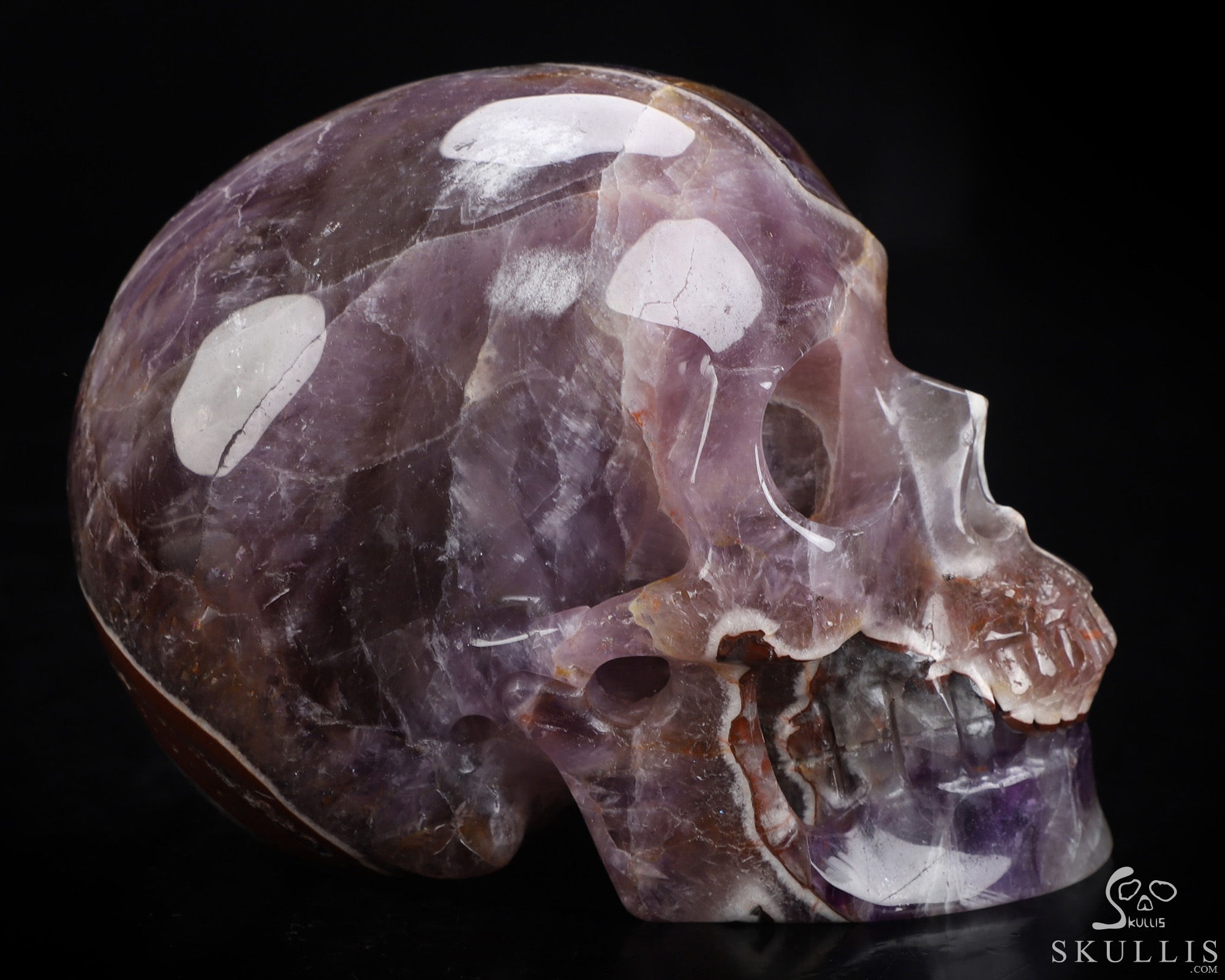 5.0" Dream Chevron Amethyst Hand Carved Crystal Skull, Realistic, Crystal Healing 5.0" Dream Chevron Amethyst Hand Carved Crystal Skull, Realistic, Crystal Healing