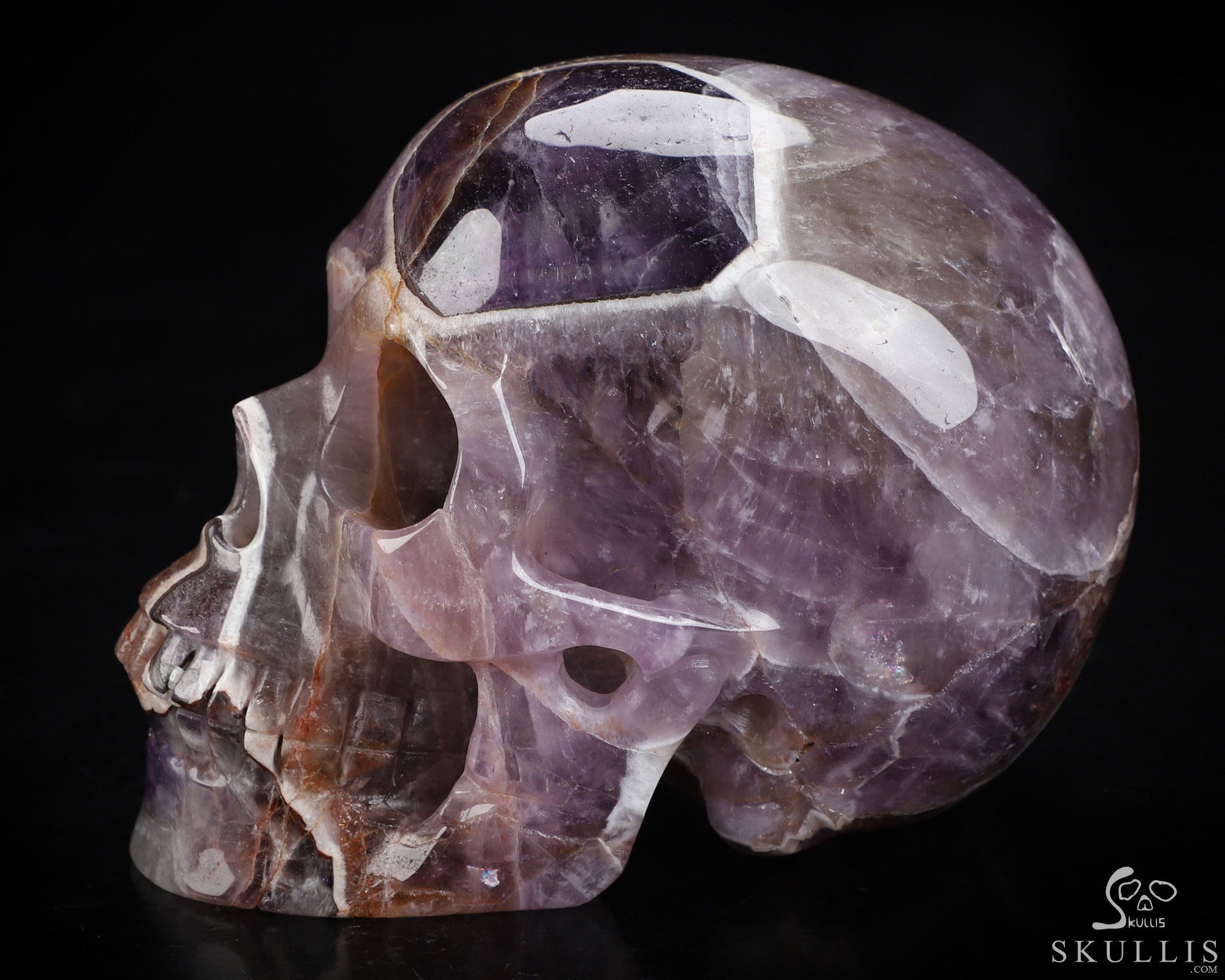 5.0" Dream Chevron Amethyst Hand Carved Crystal Skull, Realistic, Crystal Healing 5.0" Dream Chevron Amethyst Hand Carved Crystal Skull, Realistic, Crystal Healing