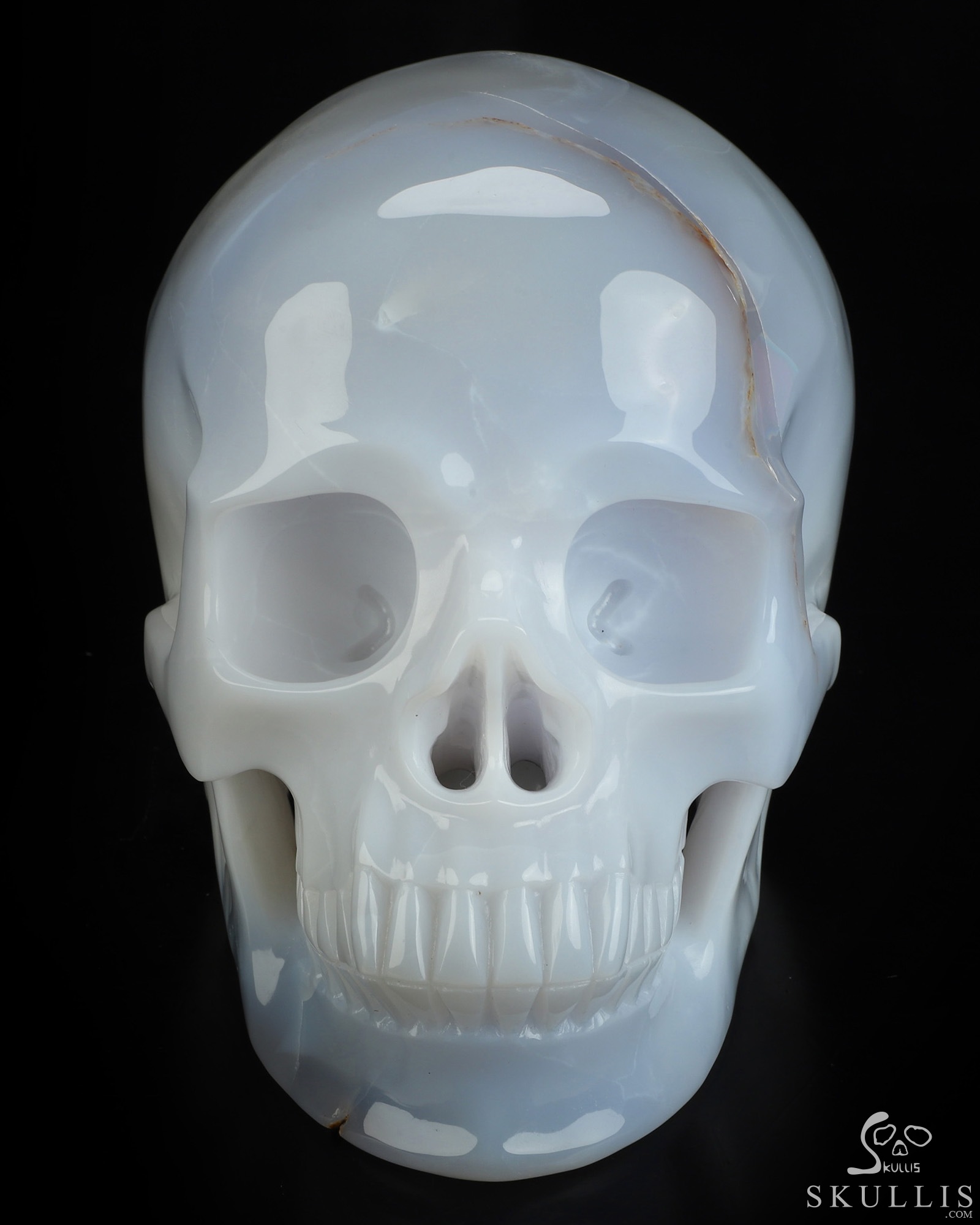 Lifesized 7.3" Blue Chalcedony Hand Carved Crystal Skull, Super Realistic, Crystal Healing Lifesized 7.3" Blue Chalcedony Hand Carved Crystal Skull, Super Realistic, Crystal Healing