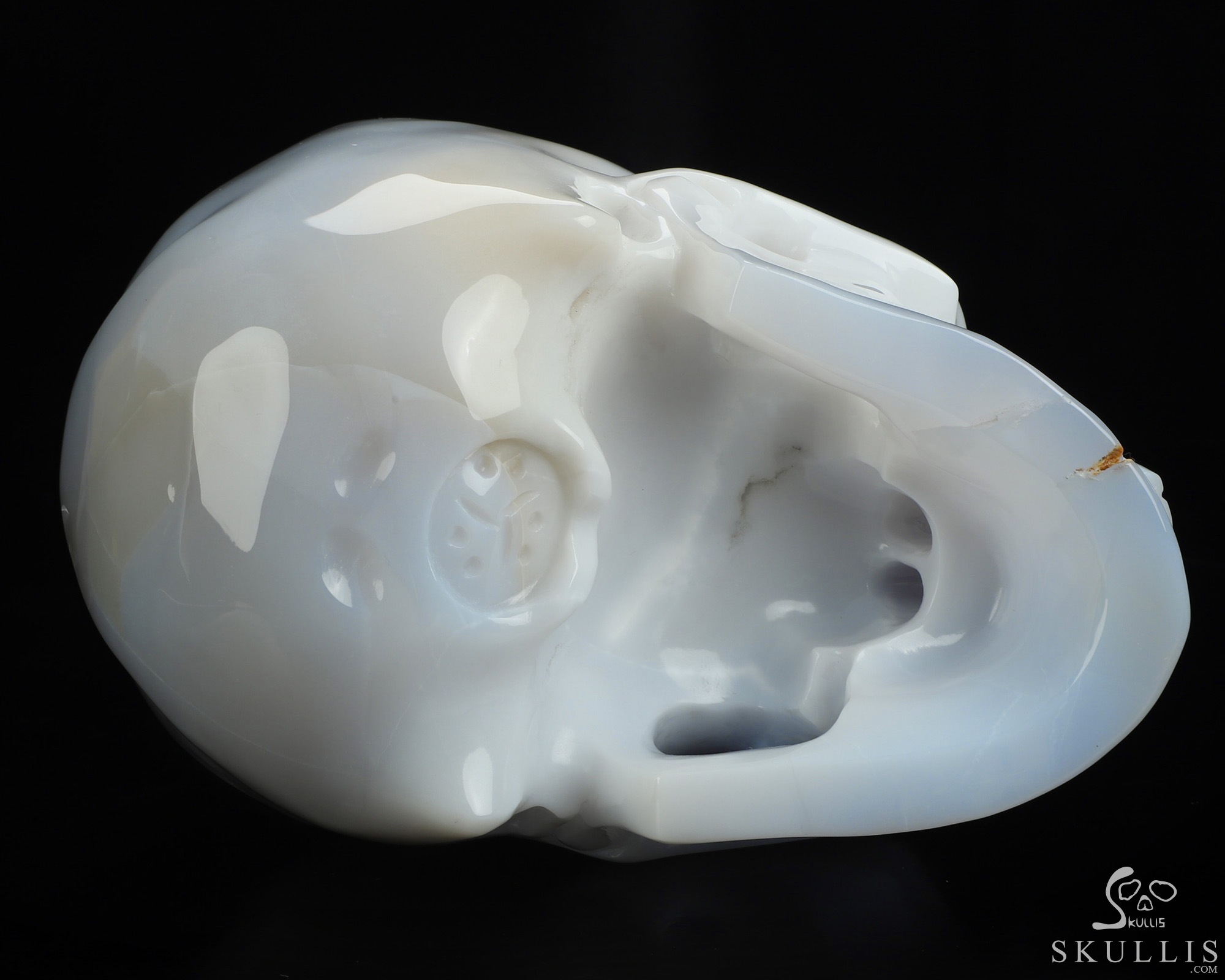 Lifesized 7.3" Blue Chalcedony Hand Carved Crystal Skull, Super Realistic, Crystal Healing Lifesized 7.3" Blue Chalcedony Hand Carved Crystal Skull, Super Realistic, Crystal Healing