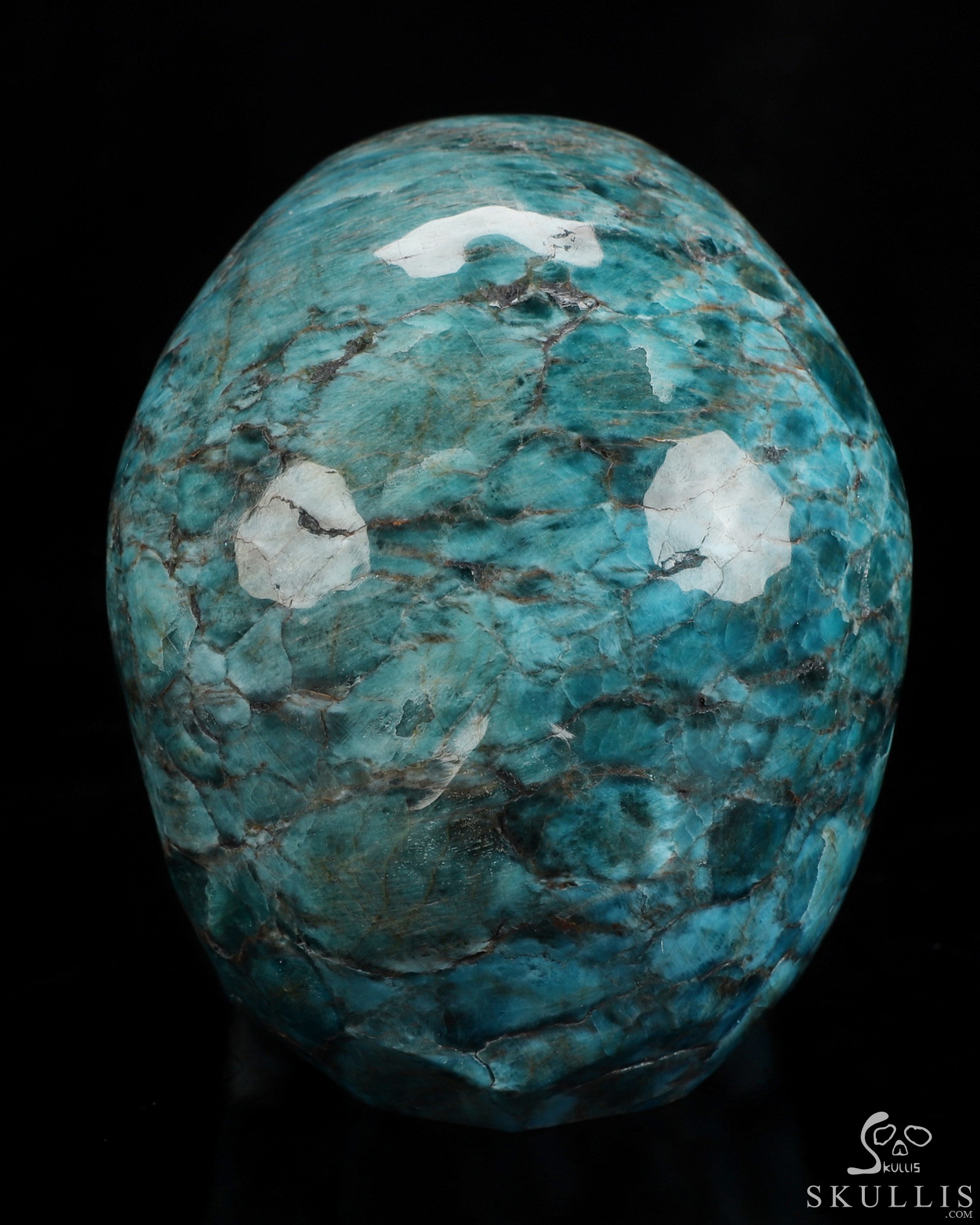 Lifesized 5.5" Blue Apatite Hand Carved Crystal Skull, Super Realistic, Crystal Healing Lifesized 5.5" Blue Apatite Hand Carved Crystal Skull, Super Realistic, Crystal Healing