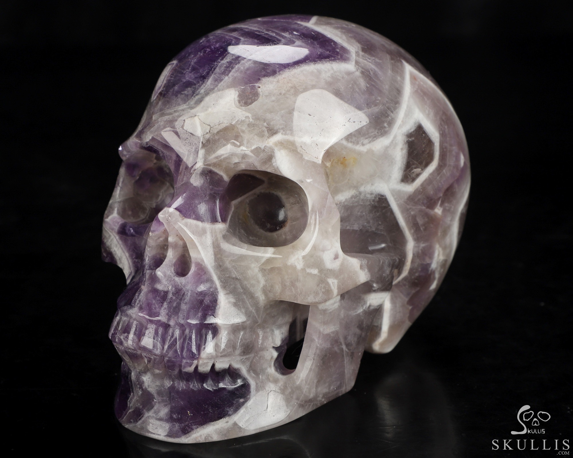 5.0" Dream Chevron Amethyst Hand Carved Crystal Skull, Realistic, Crystal Healing 5.0" Dream Chevron Amethyst Hand Carved Crystal Skull, Realistic, Crystal Healing