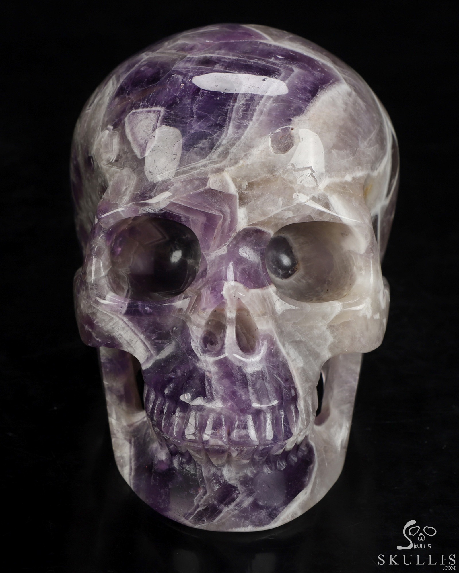 5.0" Dream Chevron Amethyst Hand Carved Crystal Skull, Realistic, Crystal Healing 5.0" Dream Chevron Amethyst Hand Carved Crystal Skull, Realistic, Crystal Healing