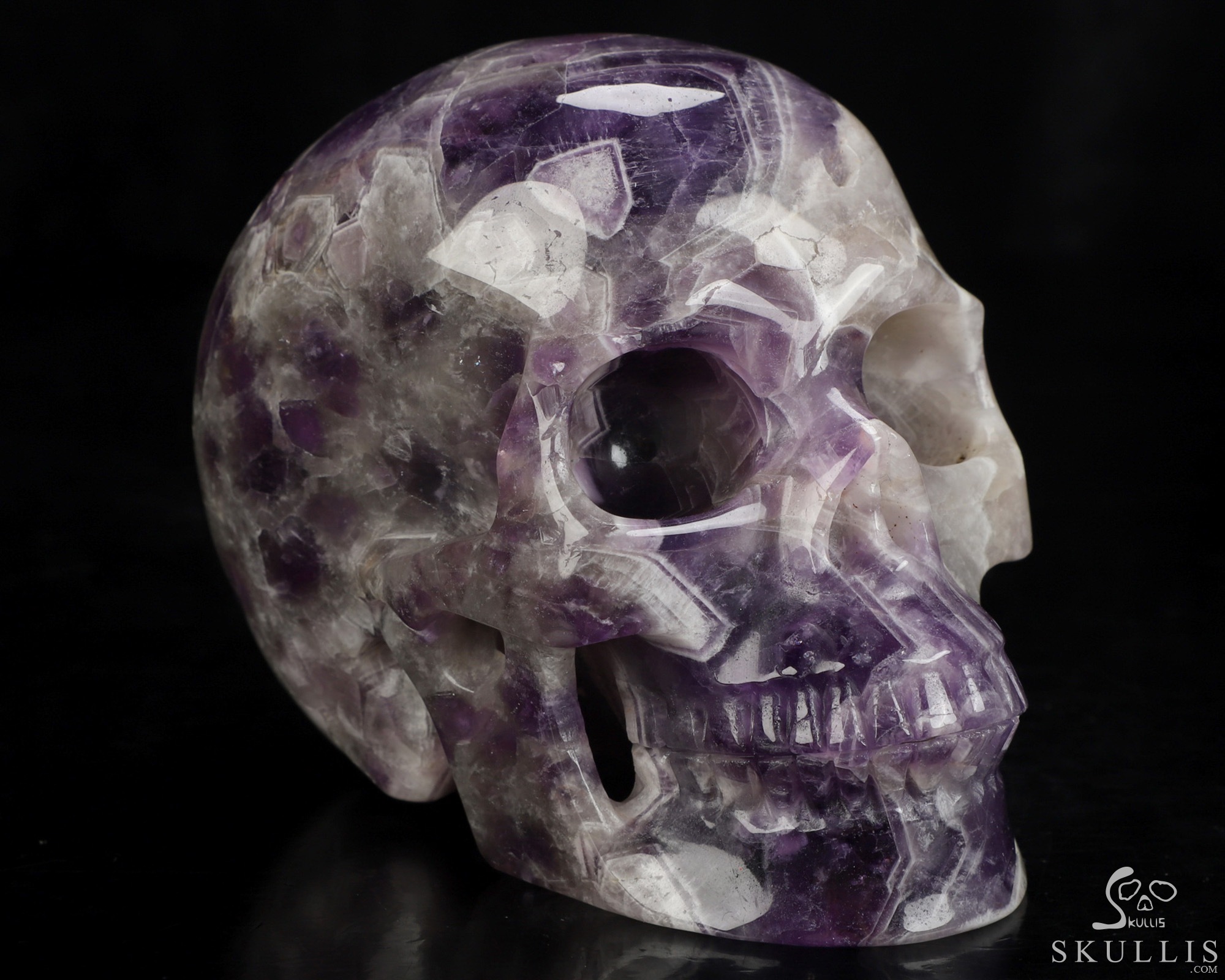 5.0" Dream Chevron Amethyst Hand Carved Crystal Skull, Realistic, Crystal Healing 5.0" Dream Chevron Amethyst Hand Carved Crystal Skull, Realistic, Crystal Healing
