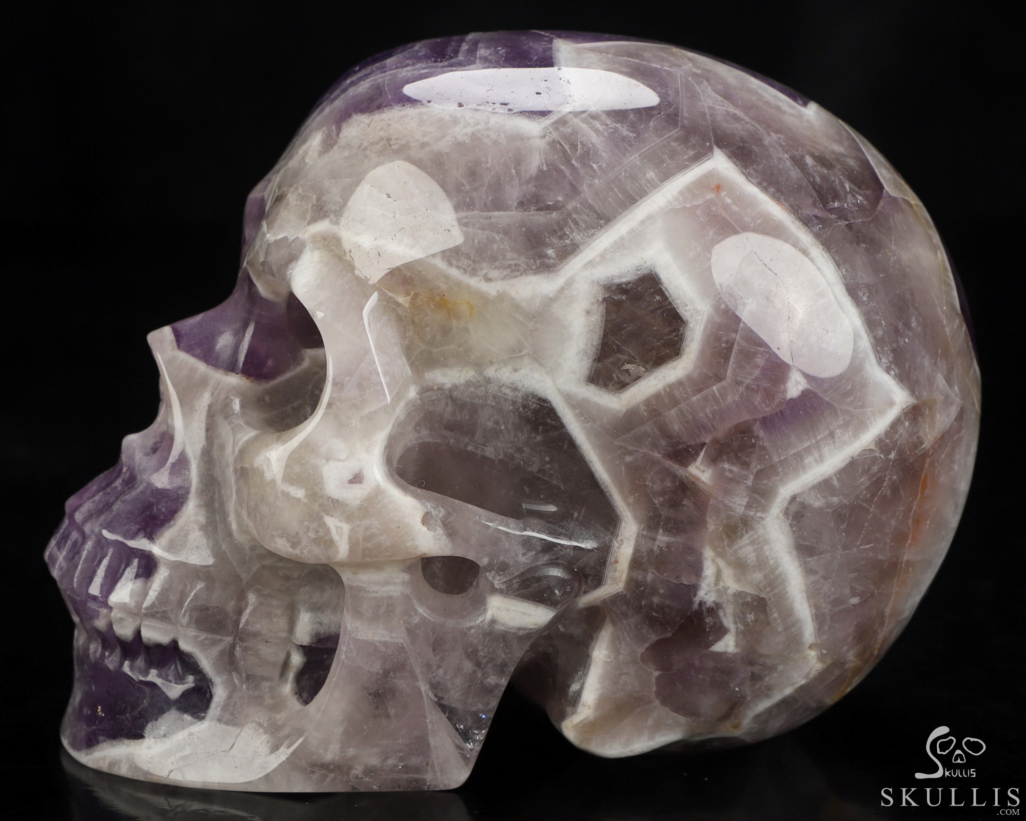 5.0" Dream Chevron Amethyst Hand Carved Crystal Skull, Realistic, Crystal Healing 5.0" Dream Chevron Amethyst Hand Carved Crystal Skull, Realistic, Crystal Healing