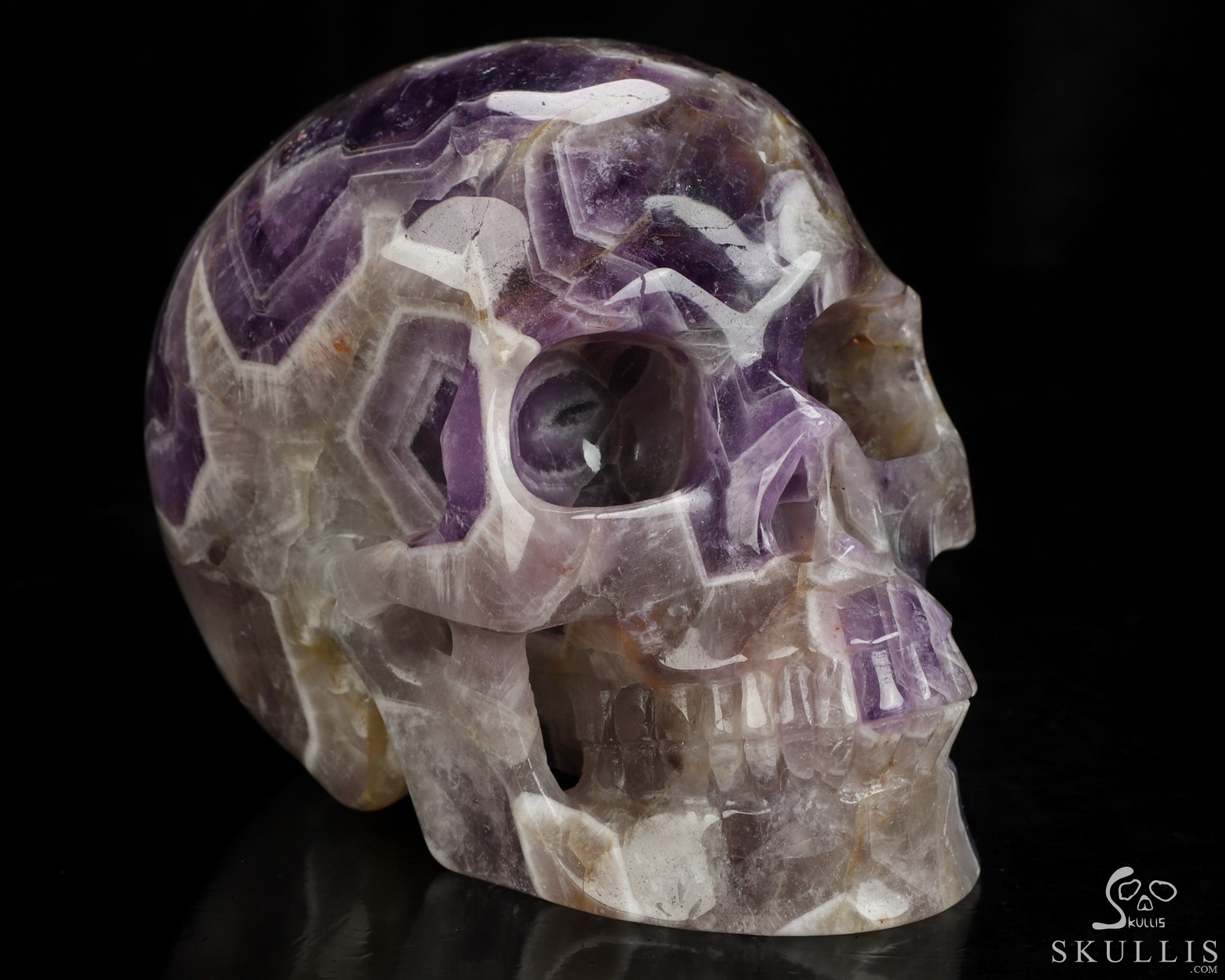 5.0" Dream Chevron Amethyst Hand Carved Crystal Skull, Realistic, Crystal Healing 5.0" Dream Chevron Amethyst Hand Carved Crystal Skull, Realistic, Crystal Healing